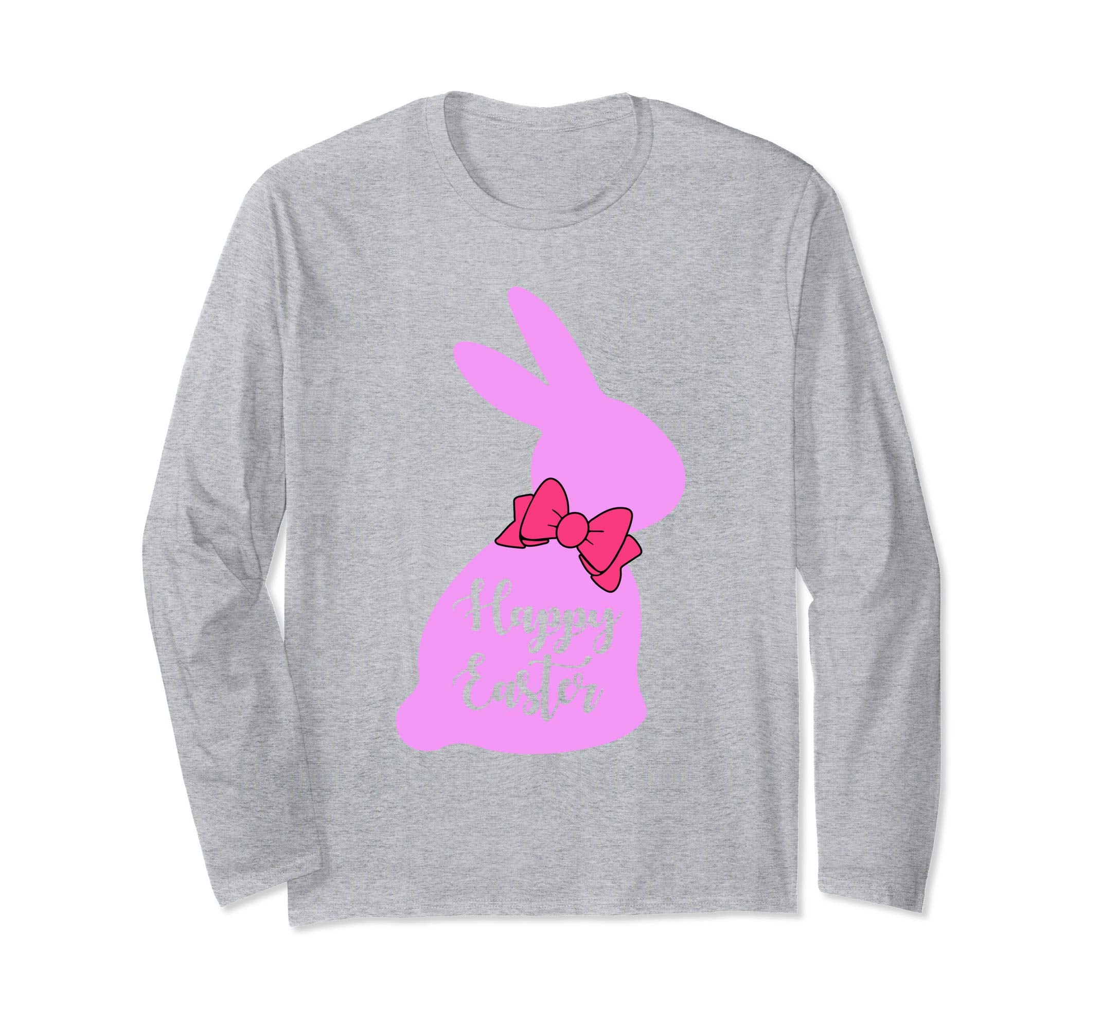 Happy Easter Bunny Silhouette Bow Long Sleeve T Shirt Gift