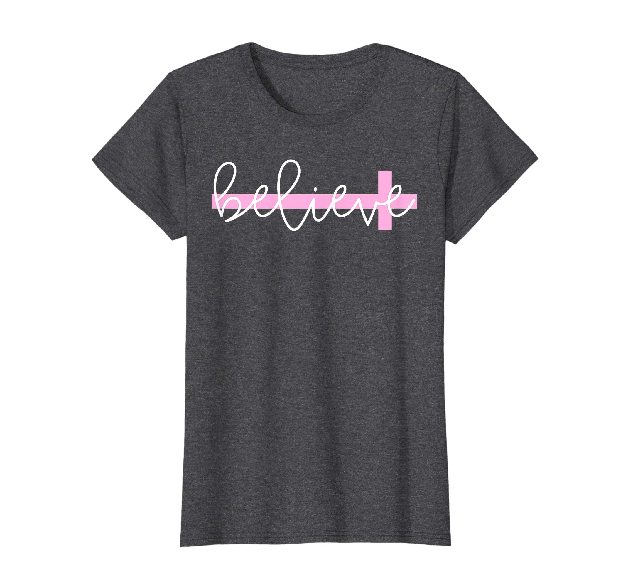 Believe Cross Christian Shirt Women's Girl's Tee for Easter