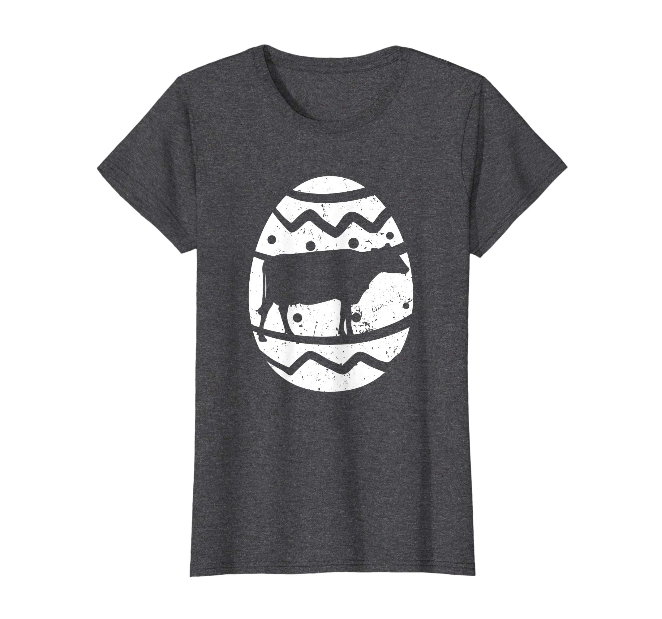 Vintage Cow Happy Easter Egg T-Shirt Bunny Easter Gift