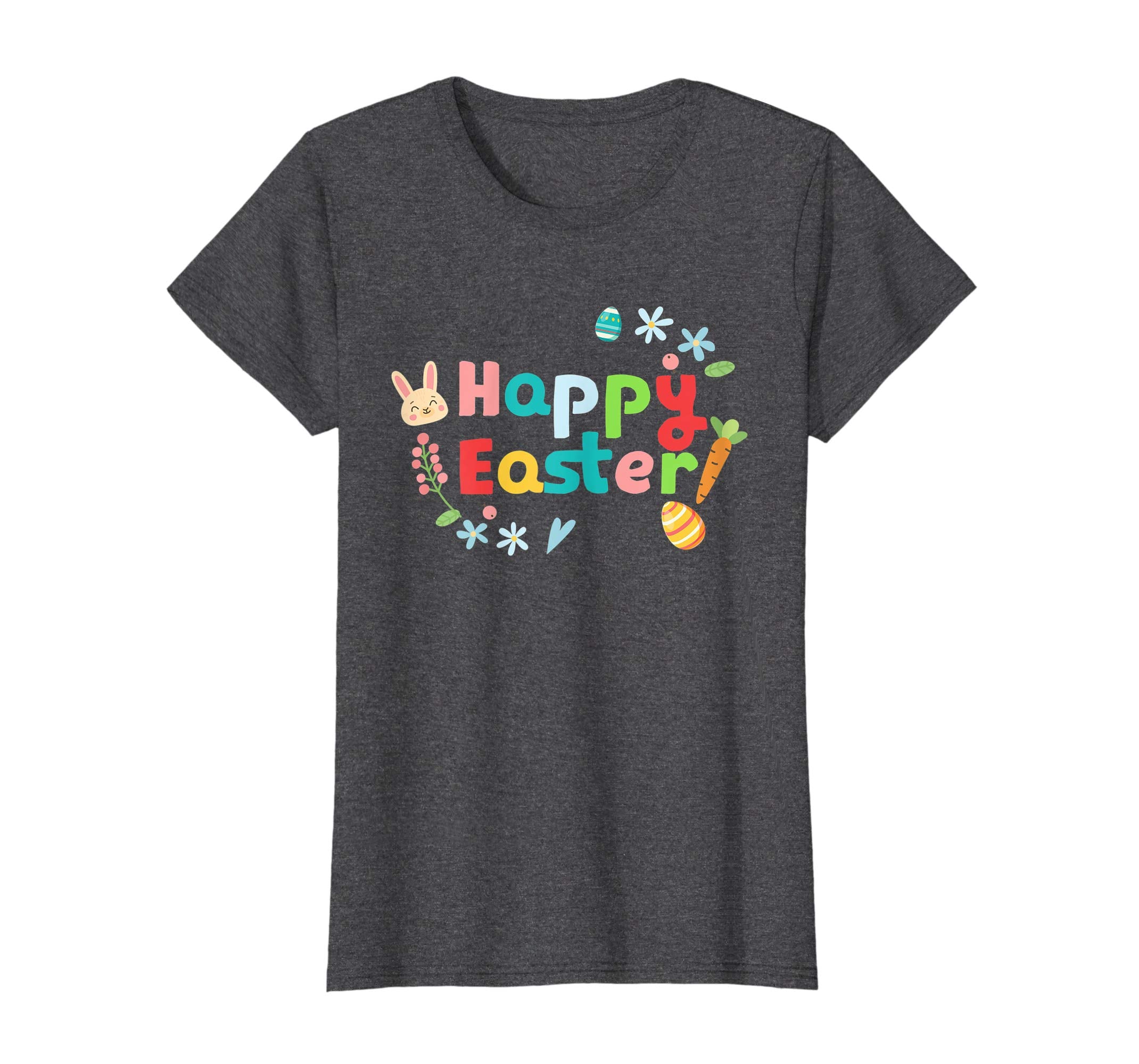 Happy Easter T-Shirt with Bunnies Eggs Flowers Carrots
