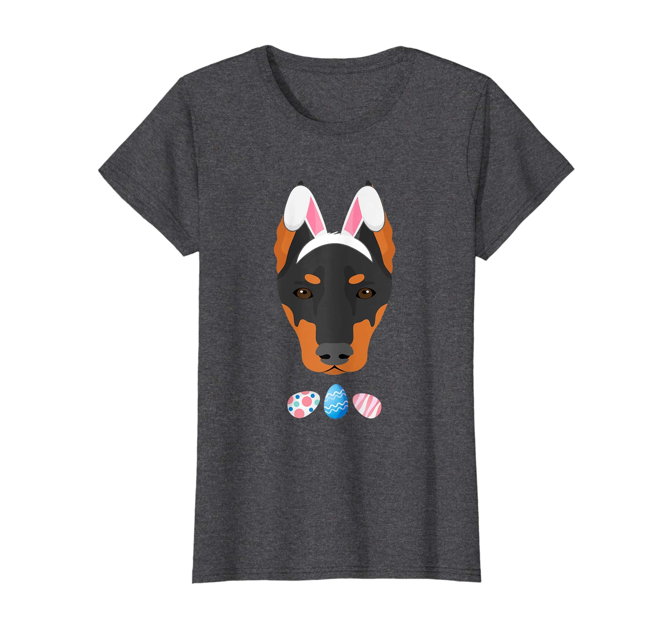 Funny Easter Doberman With Bunny Ears And Eggs T Shirt