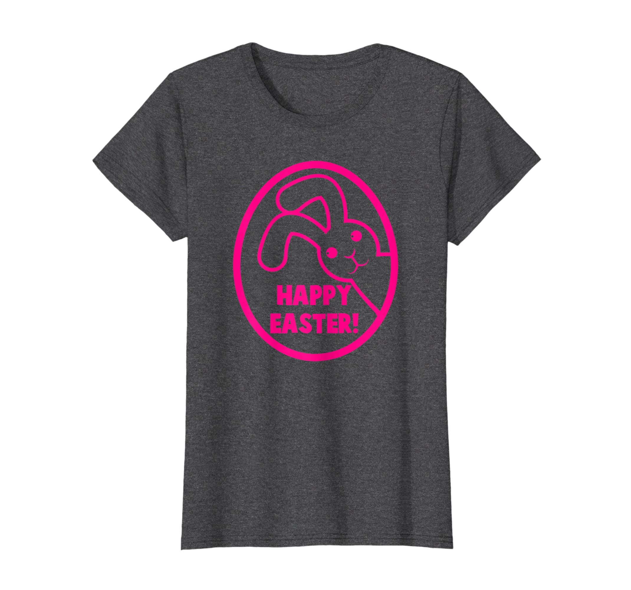 Tee HAPPY-EASTER in a circle with a bunny rabbit cute tshirt