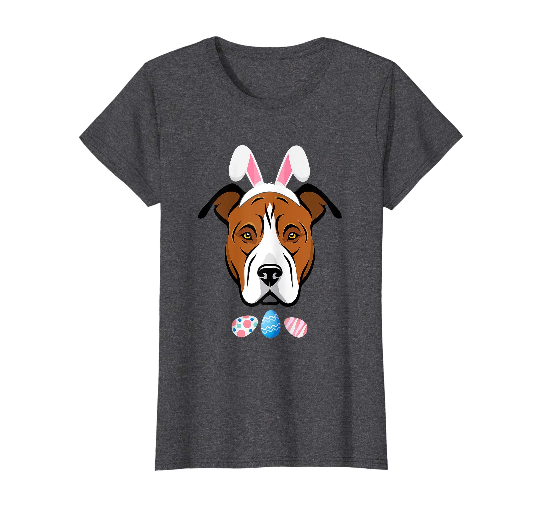 Funny Easter Amstaff With Bunny Ears And Eggs T Shirt