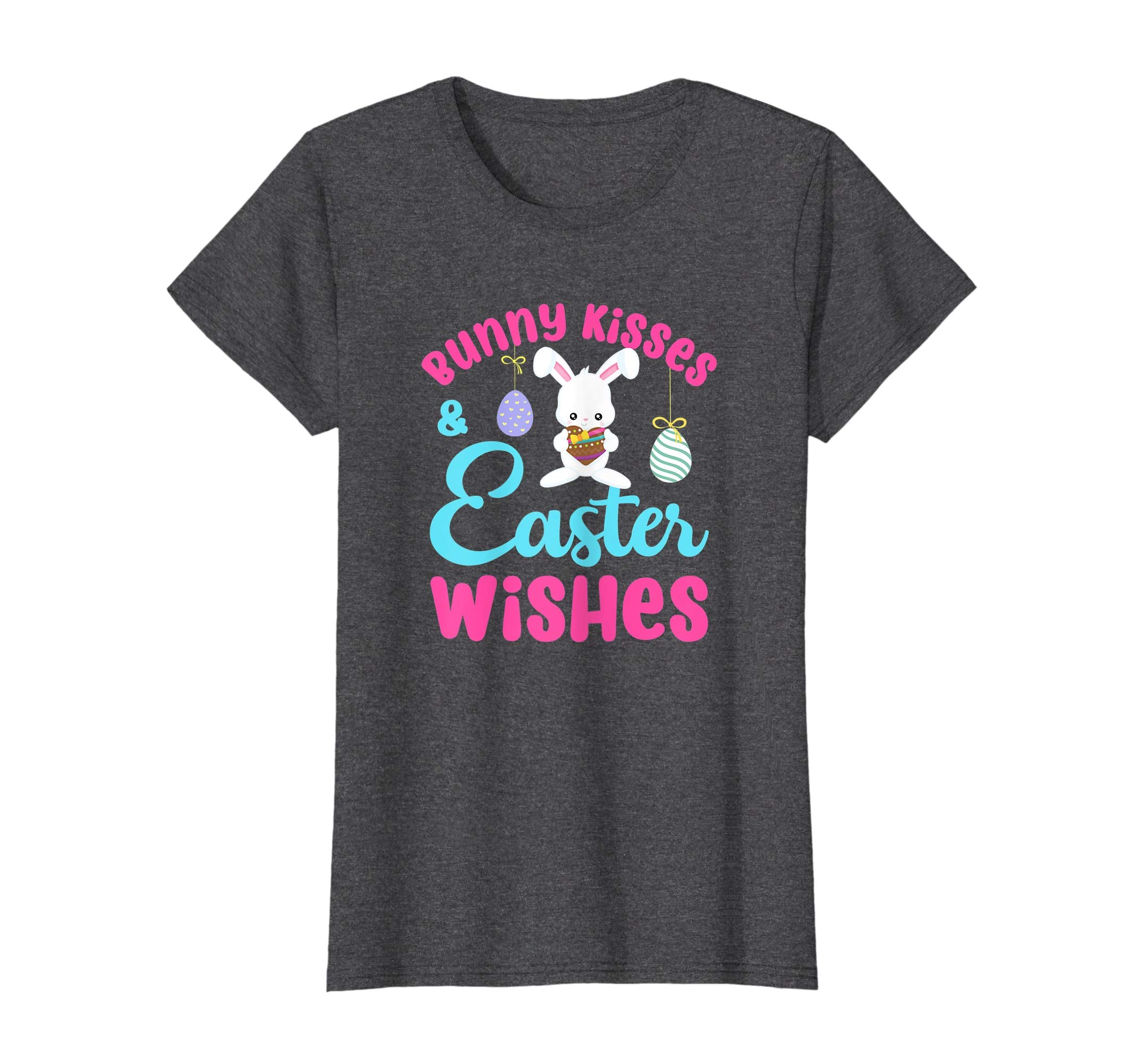 Easter Shirt Bunny Kisses Wishes Cute Color Eggs Pink Tshirt