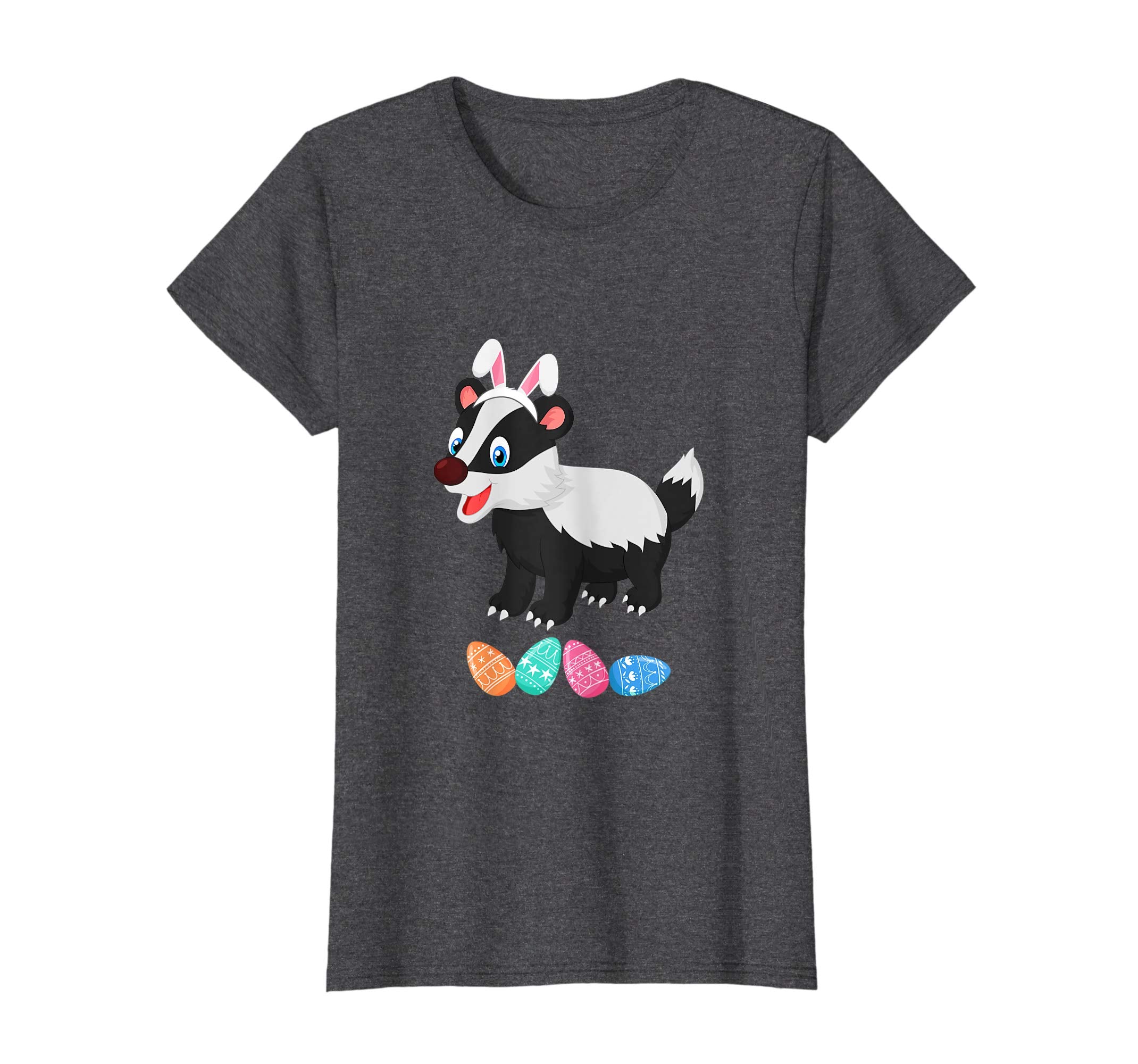 Funny Easter Badger With Bunny Ears And Eggs T Shirt