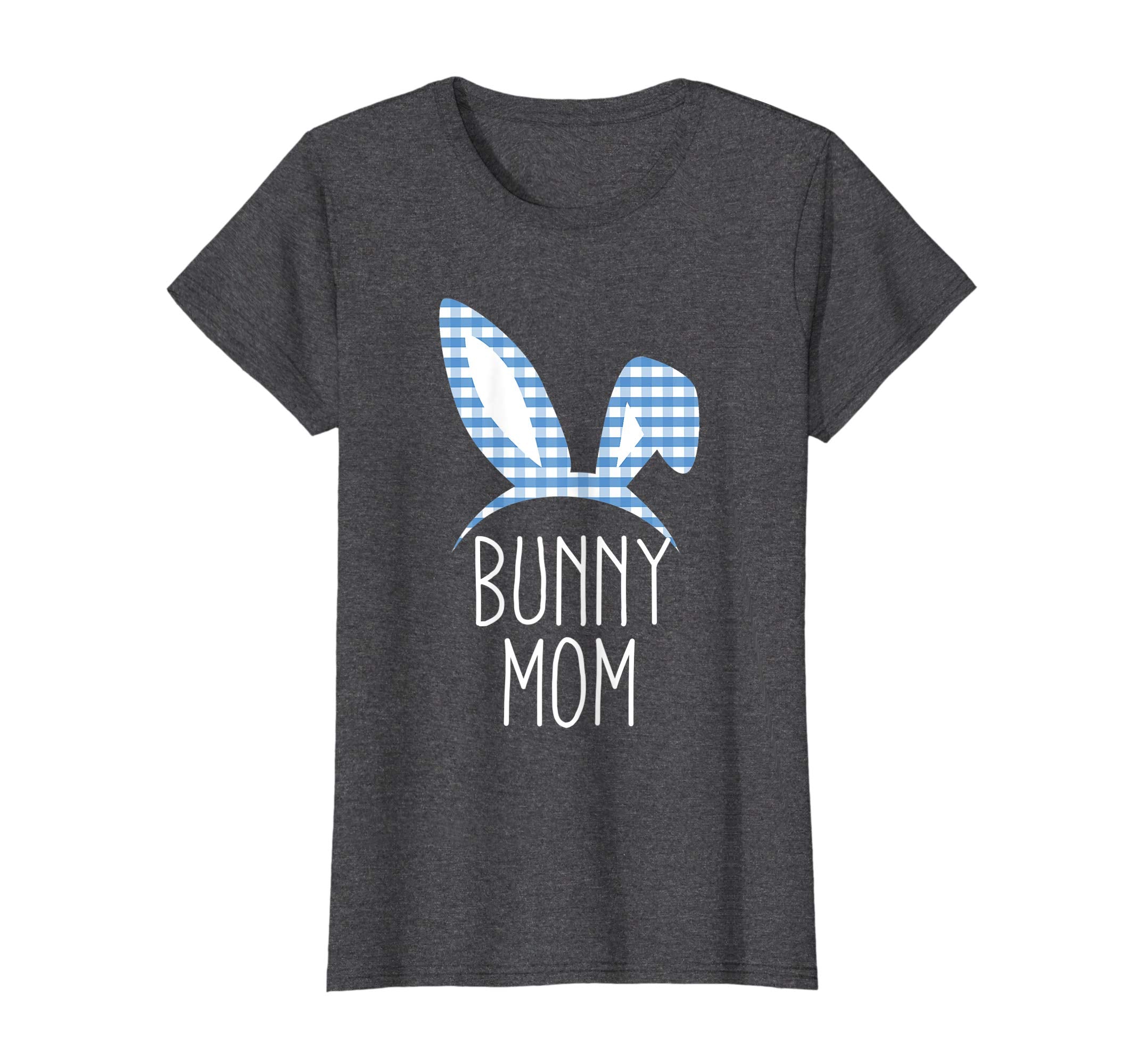Womens Bunny Mom Gingham Check Ear Easter T Shirt for Mommy Mother