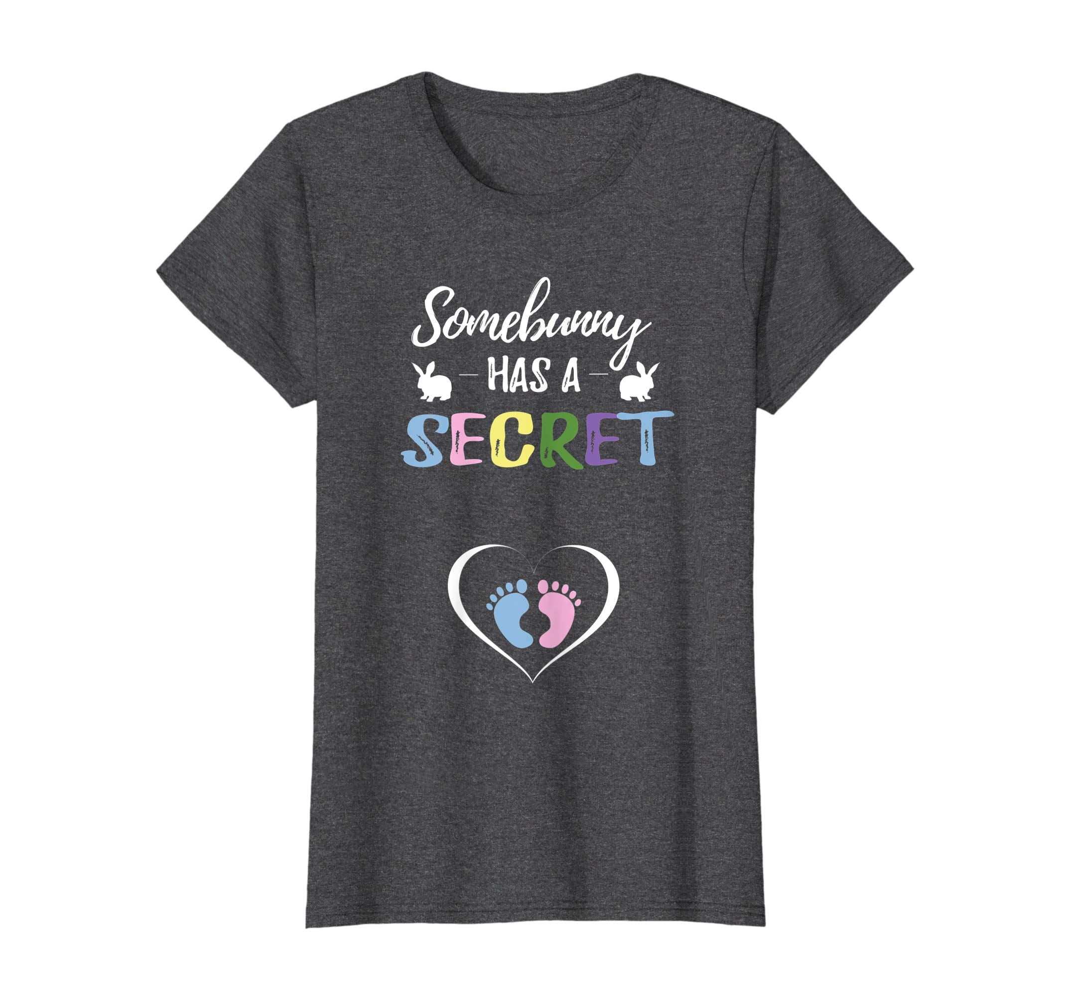 Womens Cute Easter Pregnancy Reveal T-Shirt Somebunny Has A Secret