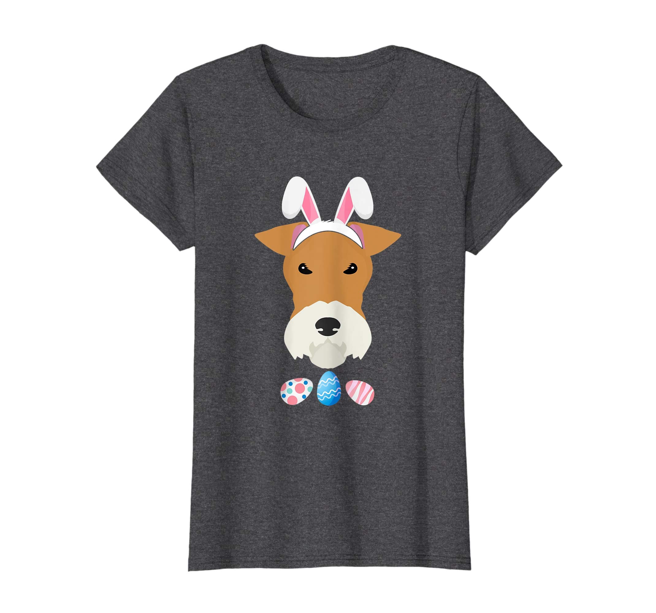 Funny Easter Fox Terier With Bunny Ears And Eggs T Shirt
