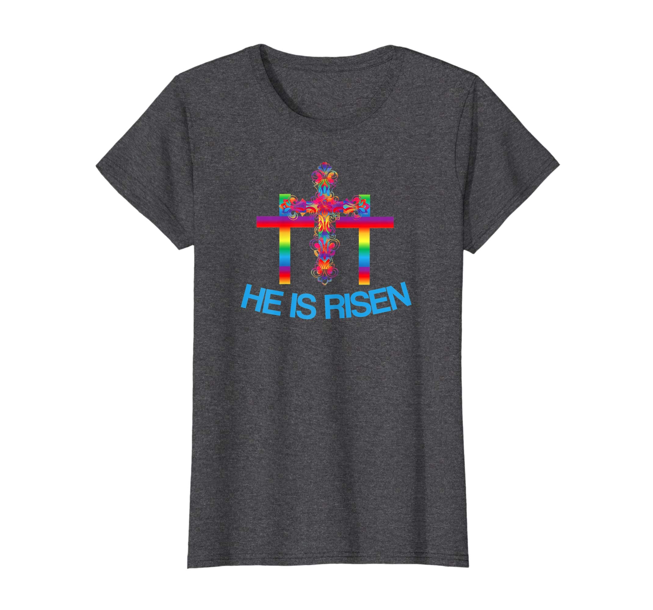 Christian Easter Shirts Colorful Rainbow Cross-He Is Risen