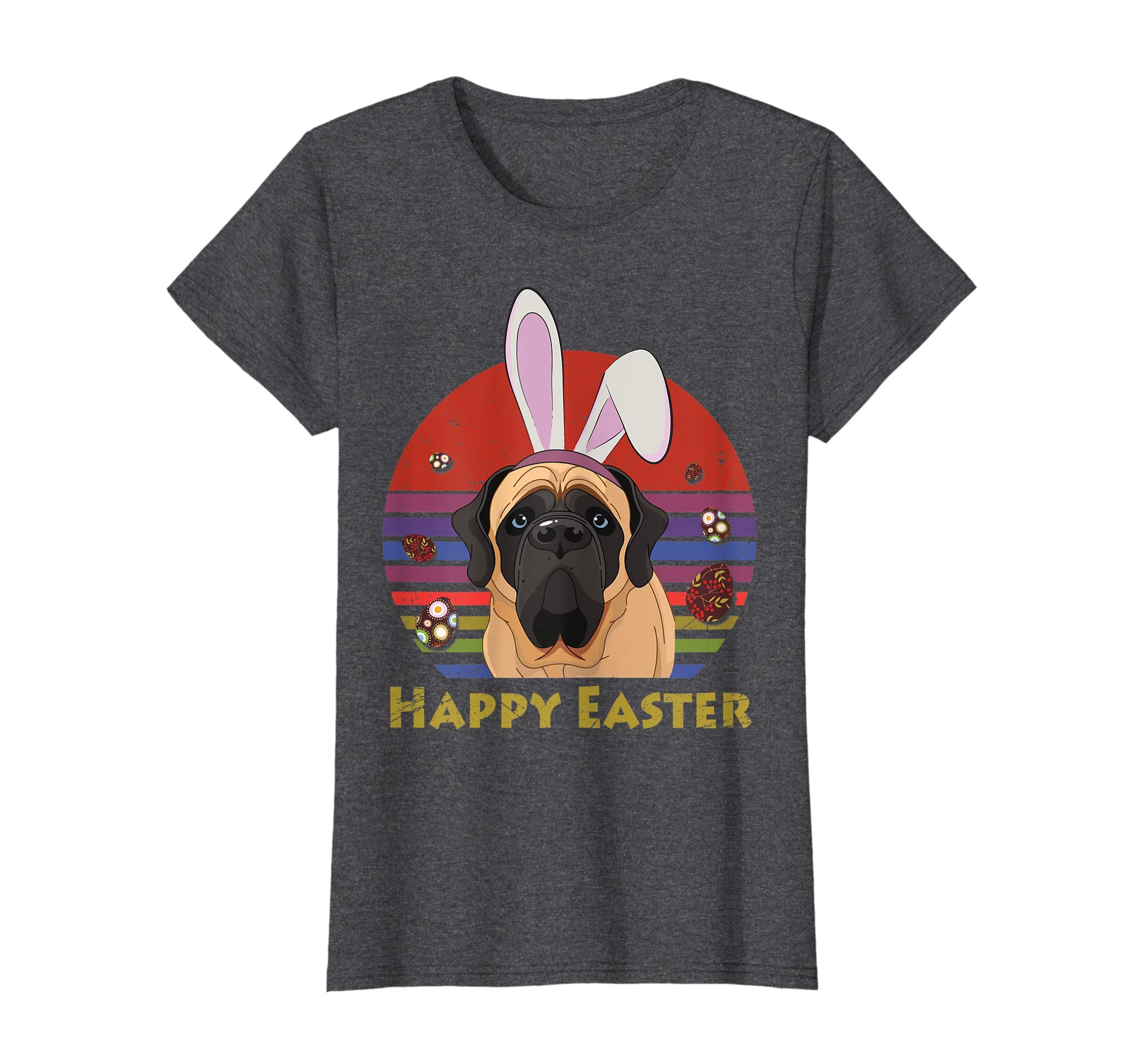 English Mastiff With Bunny Headband Happy Easter Tshirt Gift