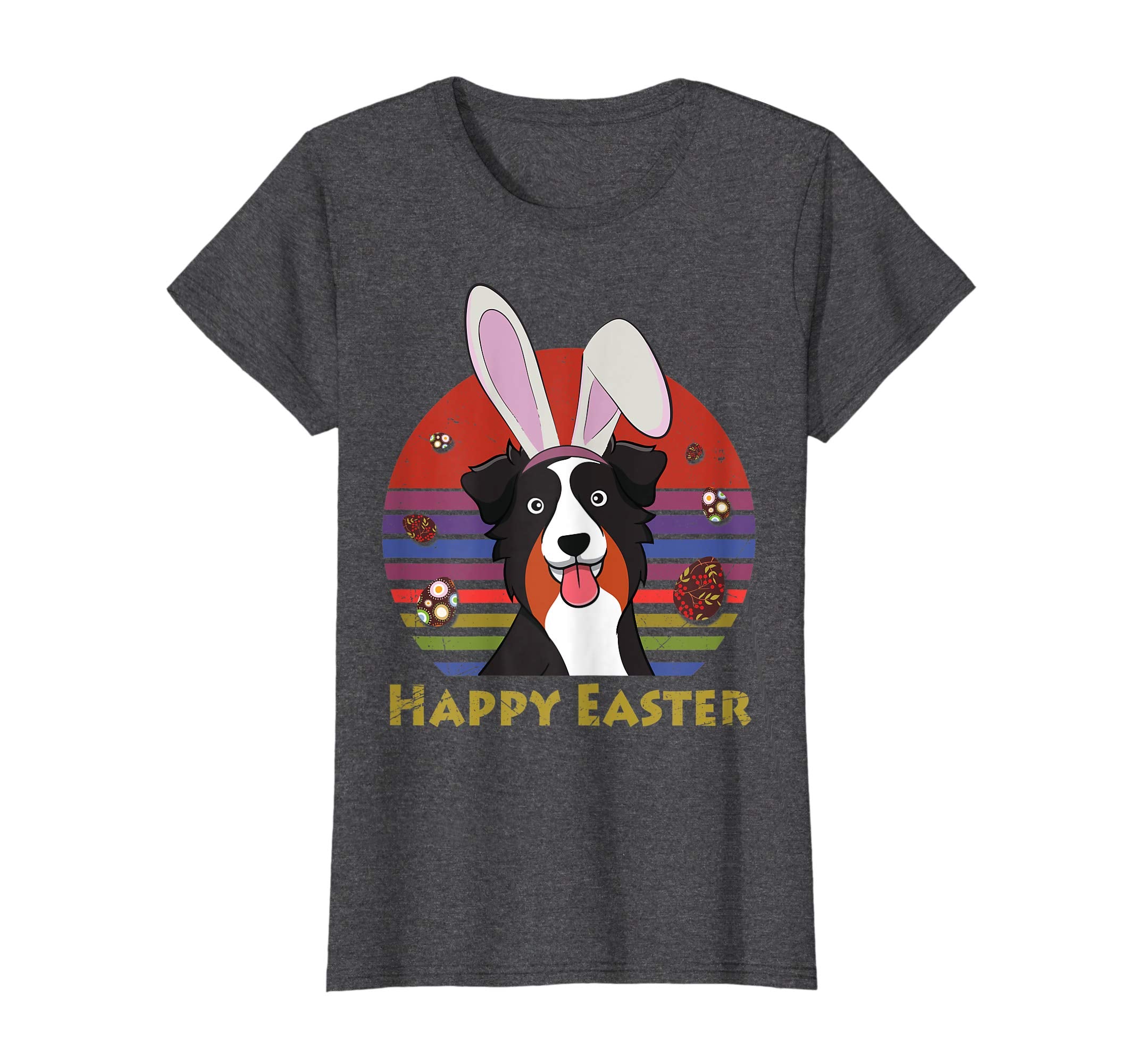 Australian Shepherd With Bunny Headband Happy Easter Tshirt