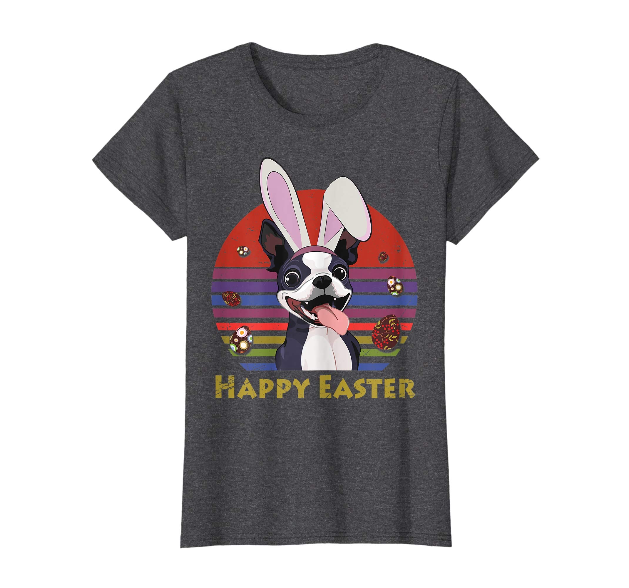 Boston Terrier With Bunny Headband Happy Easter Tshirt Gifts