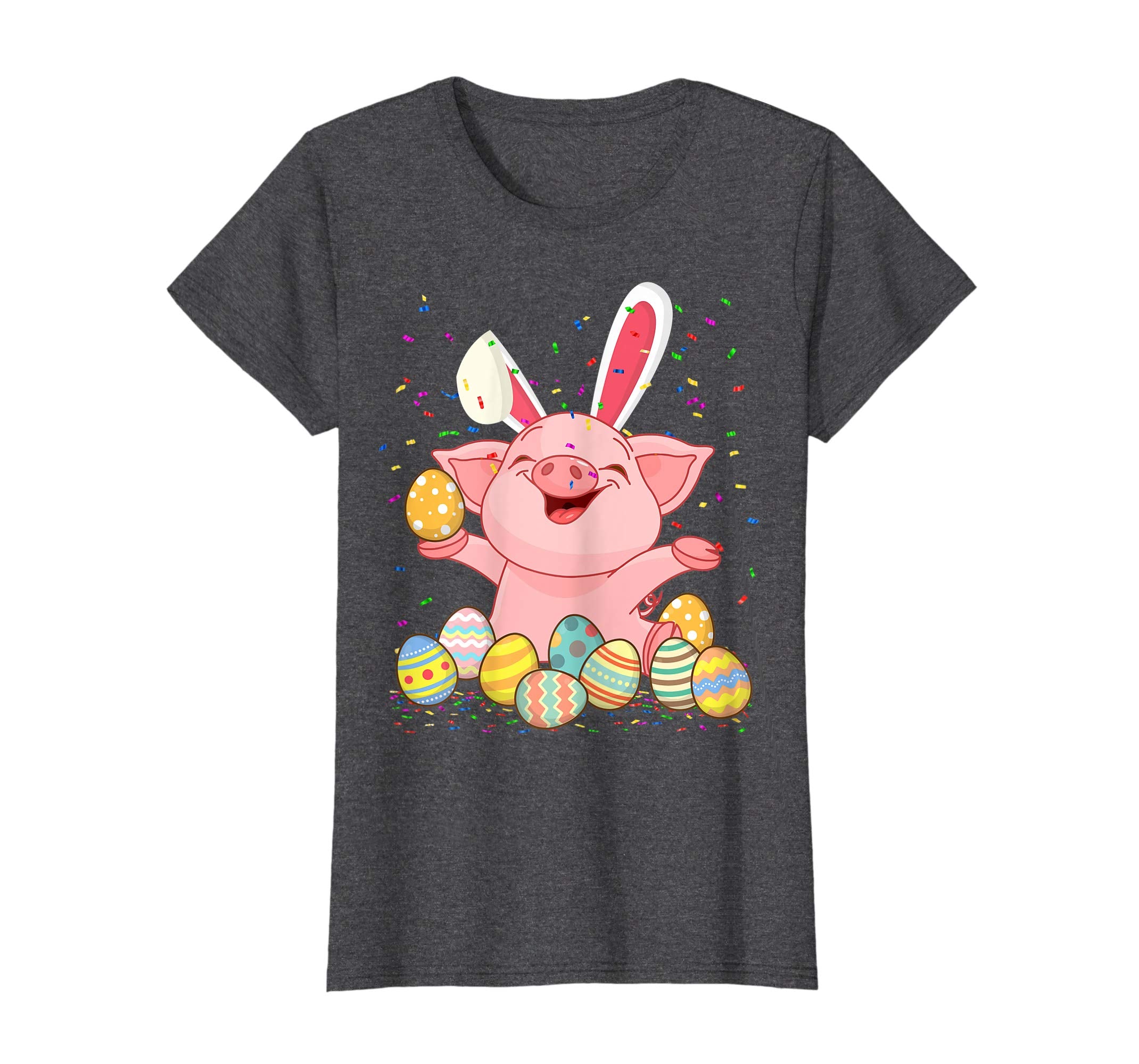 Pig &amp; Bunny Rabbit Ear Easter Eggs Shirt Happy Easter Day