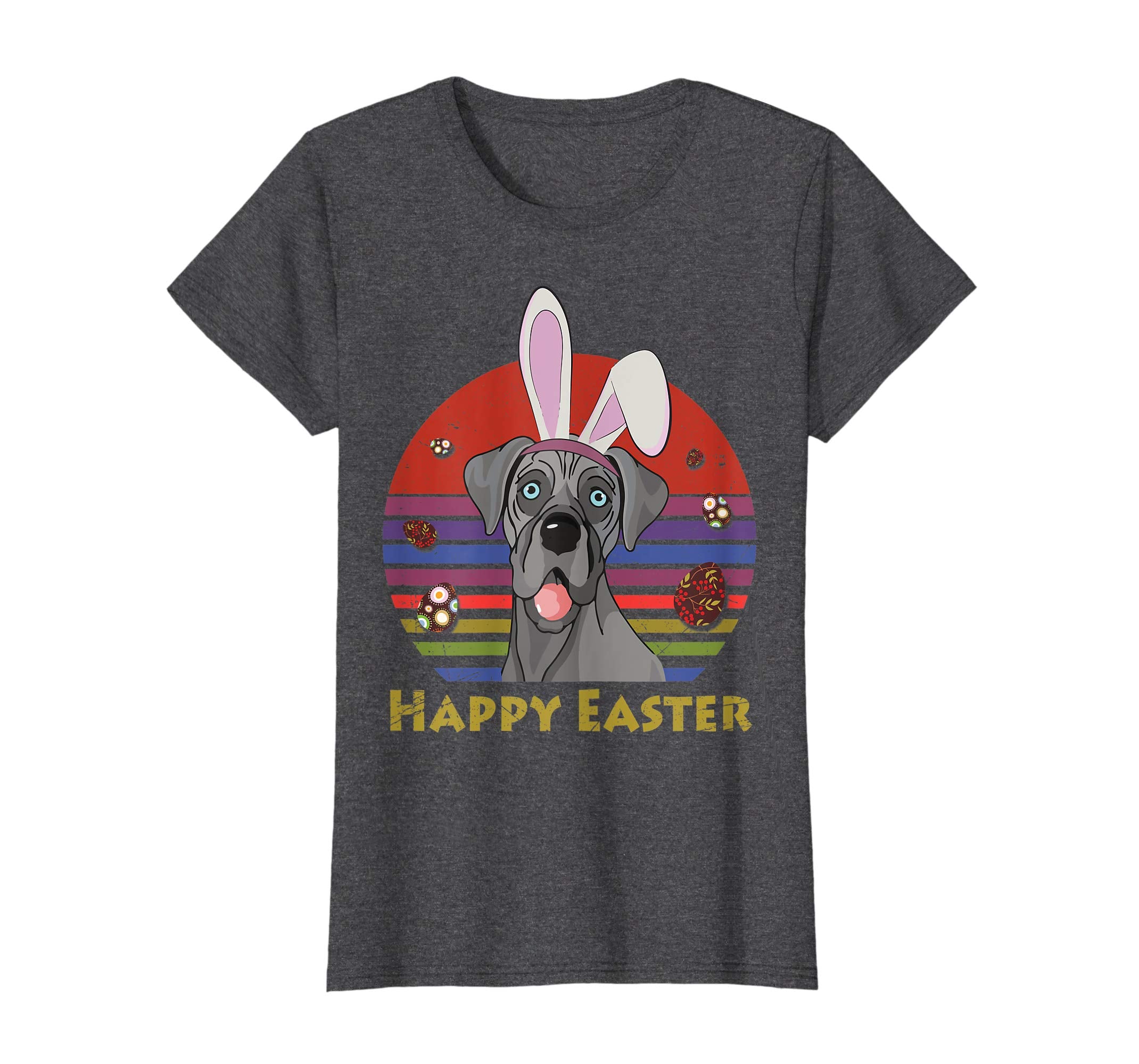Great Dane With Bunny Headband Happy Easter Tshirt Gifts