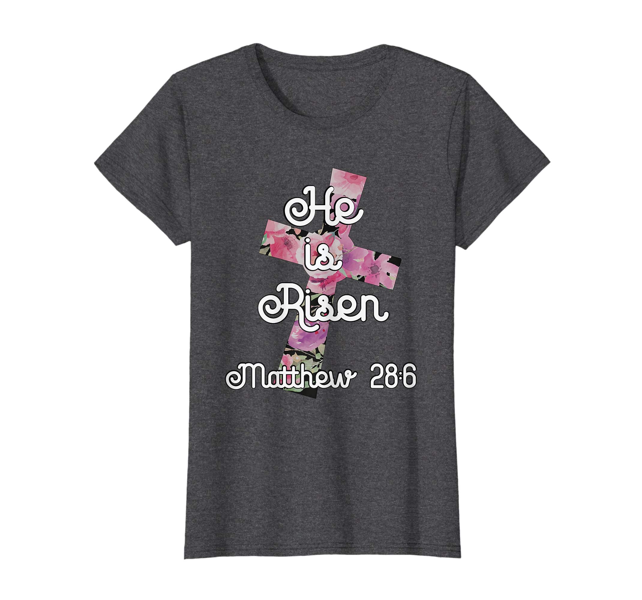 Easter TShirt Christian He is Risen Floral Cross Adults Kids