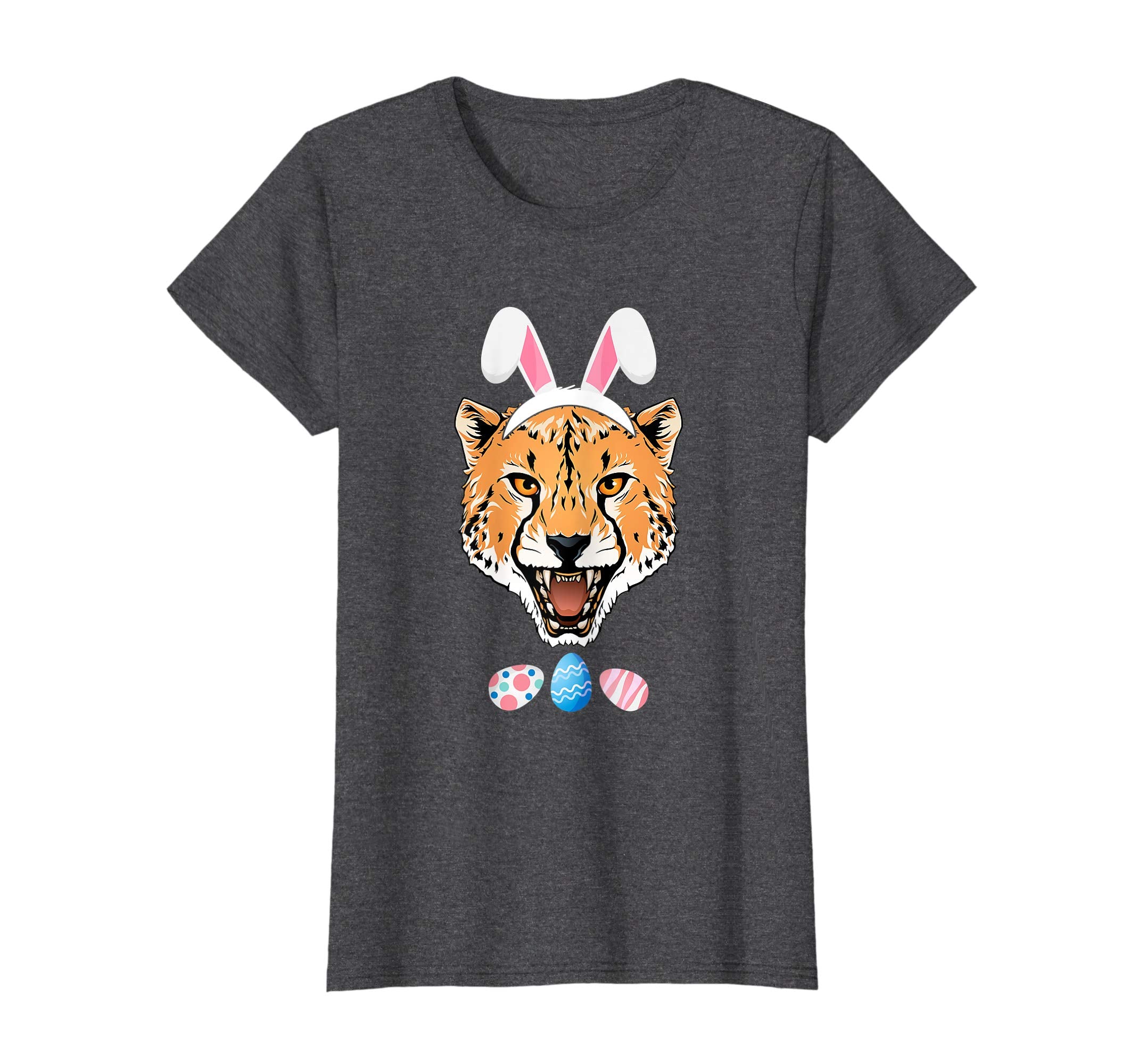 Funny Easter Cheetah With Bunny Ears And Eggs T Shirt