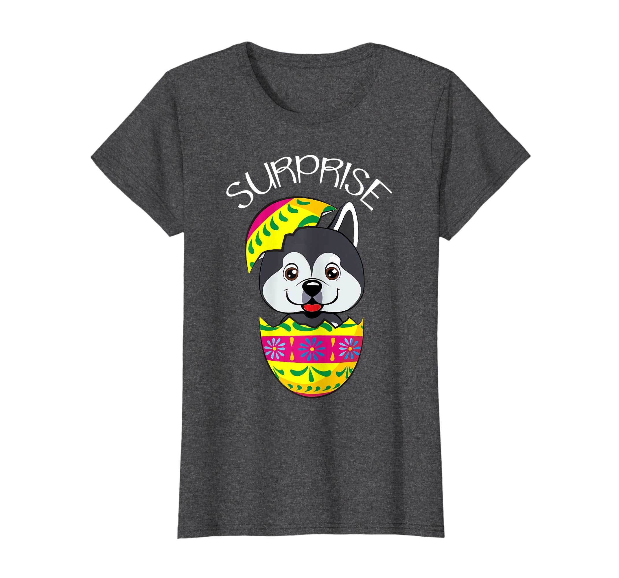Funny Cute Puppy Alaskan Malamute Hatches Easter Egg T-Shirt