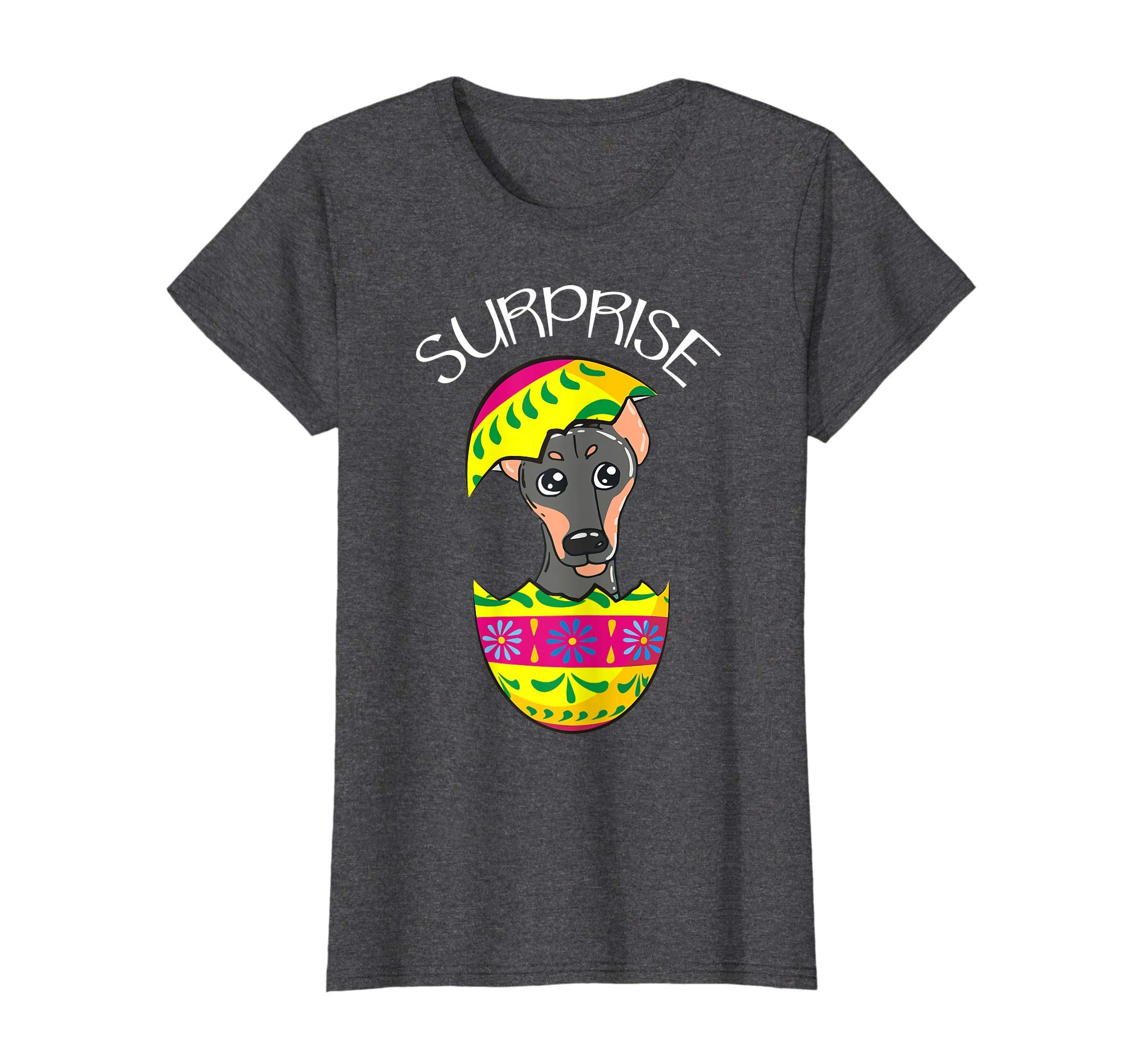 Funny Cute Puppy Dobermann Hatches Easter Egg Easter T-Shirt