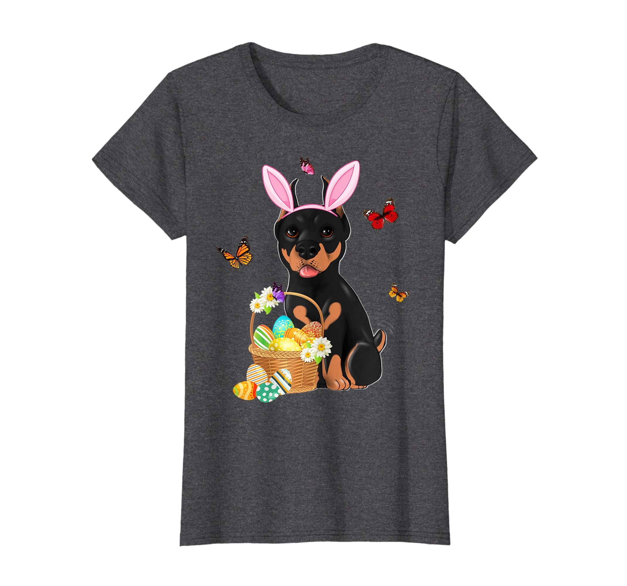 Doberman Bunny Hat Rabbit Easter Eggs Shirt Happy Ea