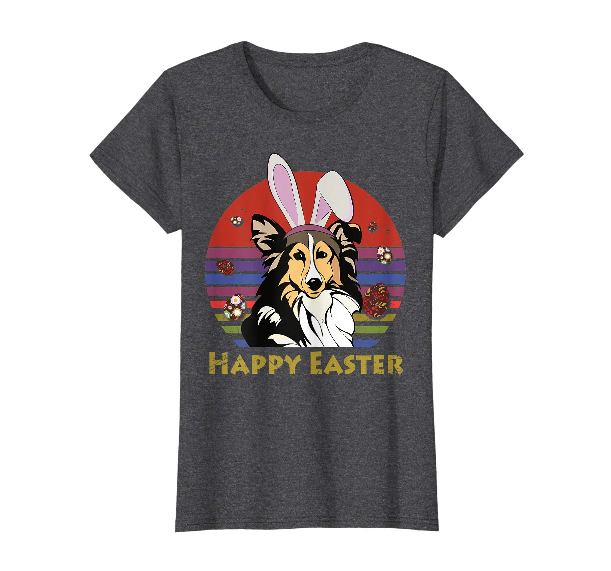 Shetland Sheepdog With Bunny Headband Happy Easter Tshirt