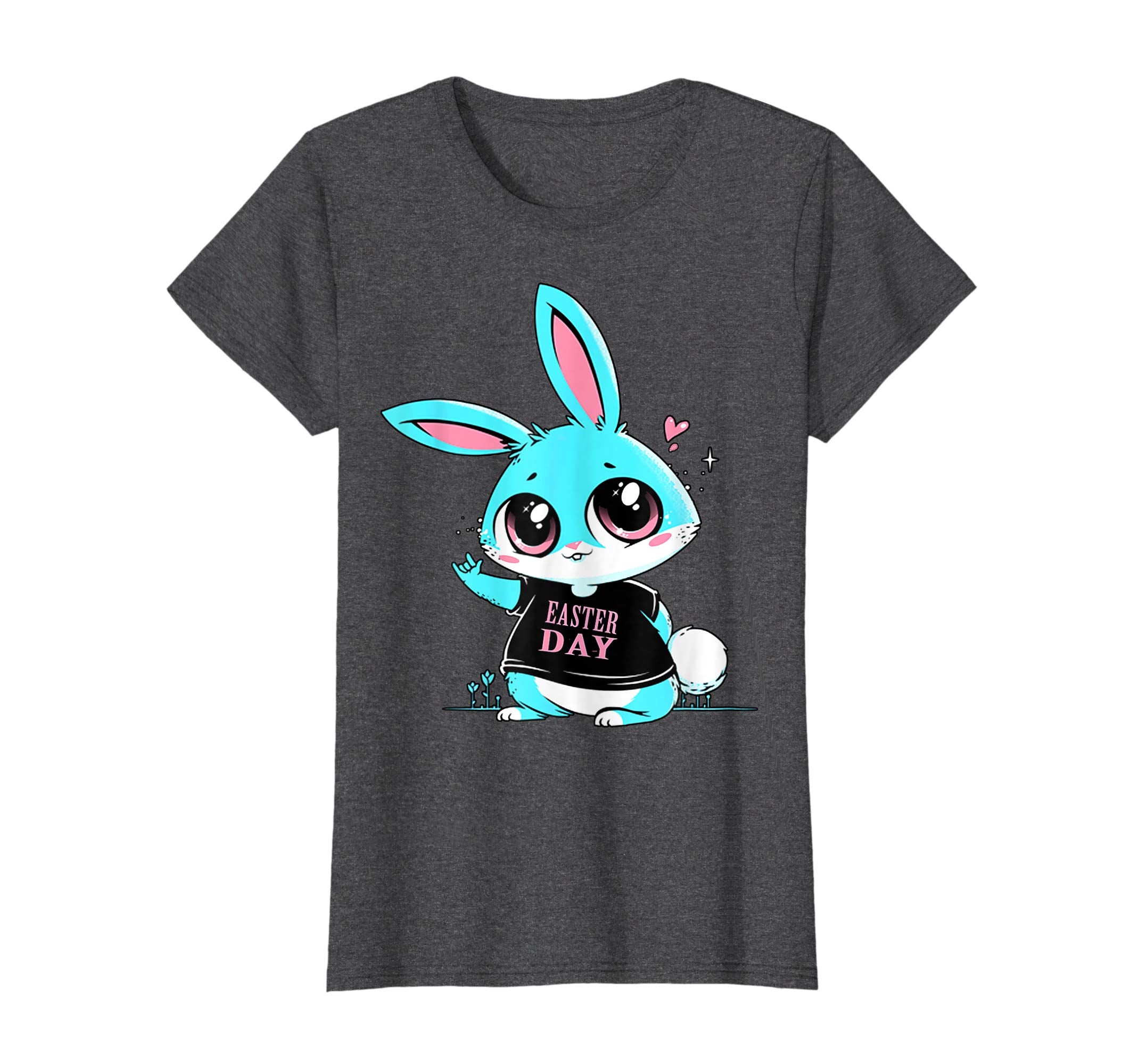 Blue Cute Bunny Rabbit Lover Happy Easter Day Heart Shirt