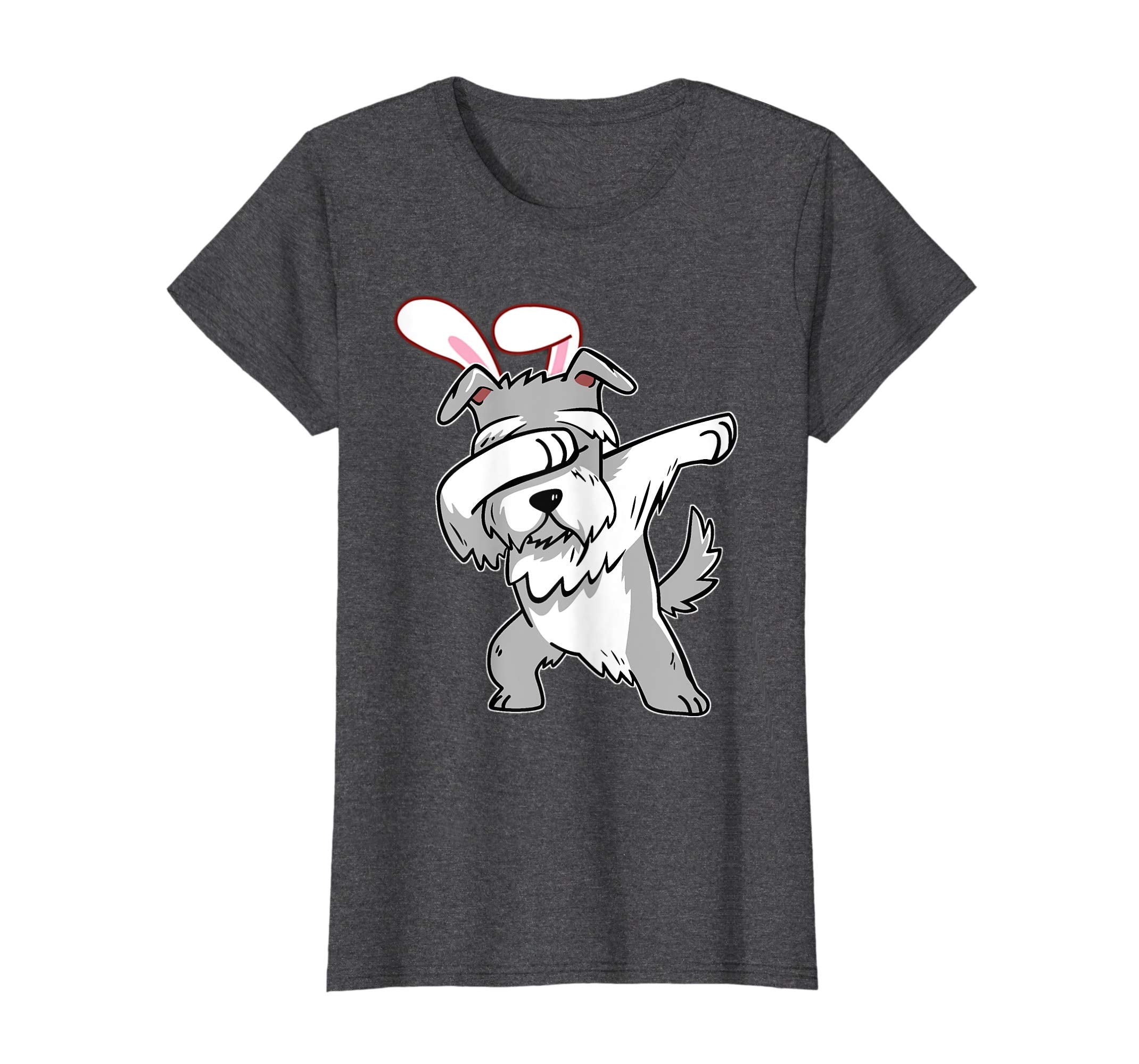 Easter Bunny Dabbing Schnauzer Dog Tshirt Rabbit Ears Gift