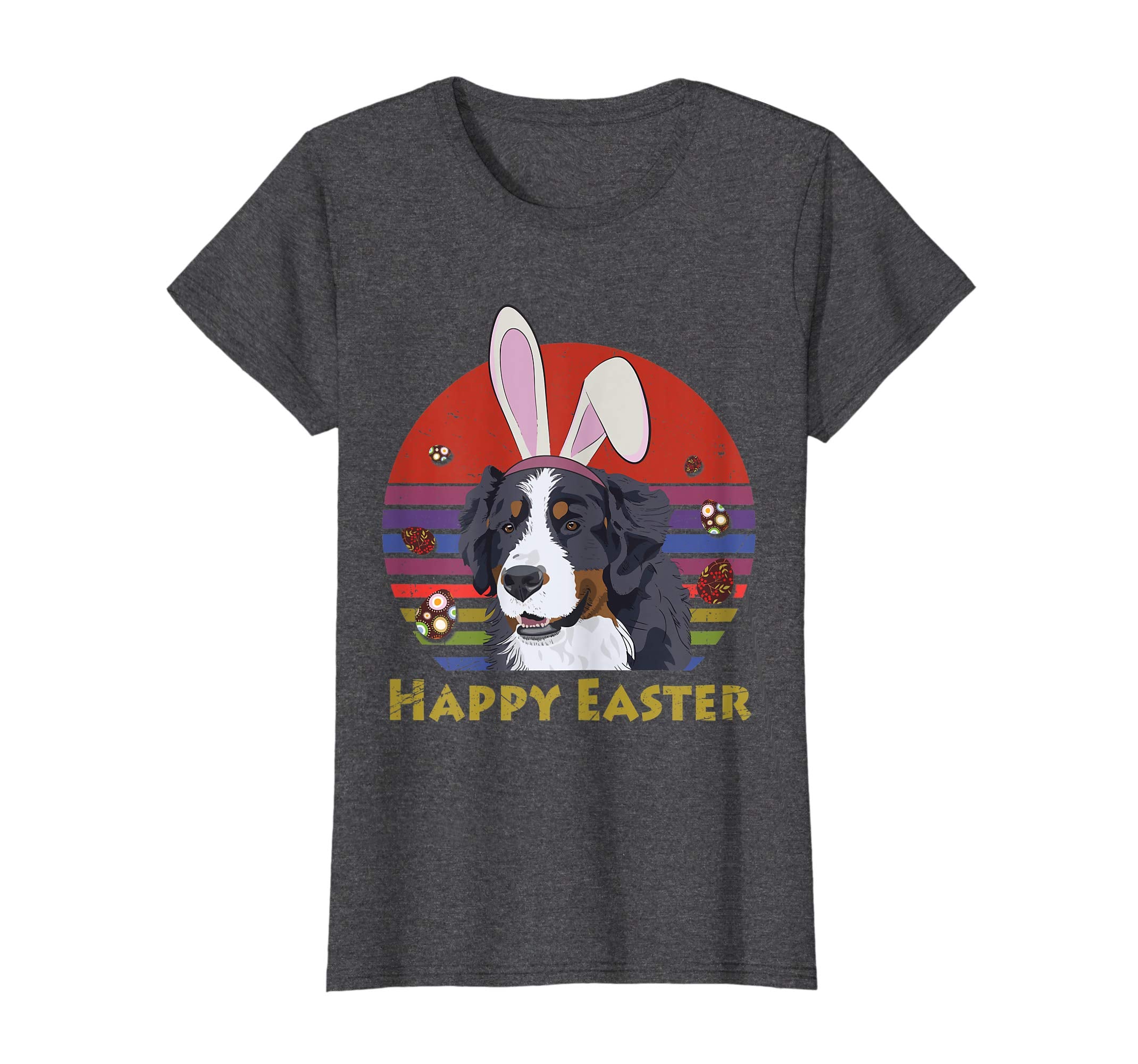 Bernese Mountain Dog With Bunny Headband Happy Easter Tshirt