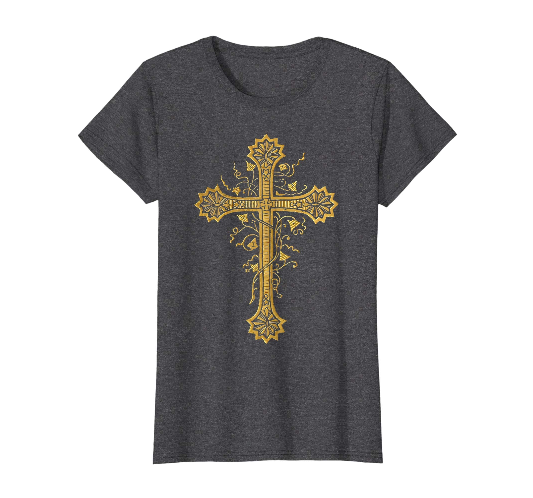 Gold Cross Vintage Catholic Art Easter Gifts Shirts