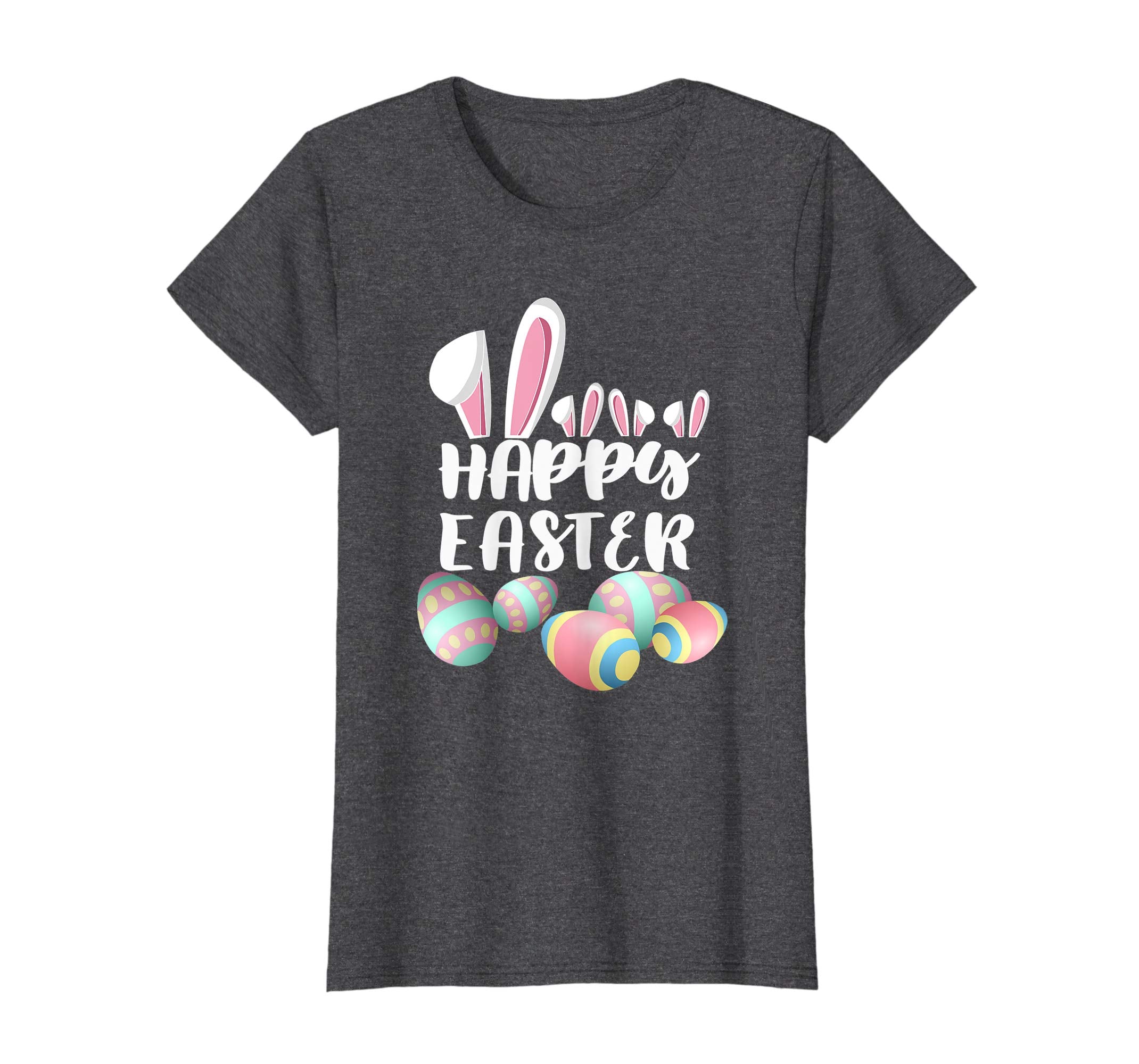 Happy Easter Bunny Ears Tee Shirt With Easter Eggs Tee