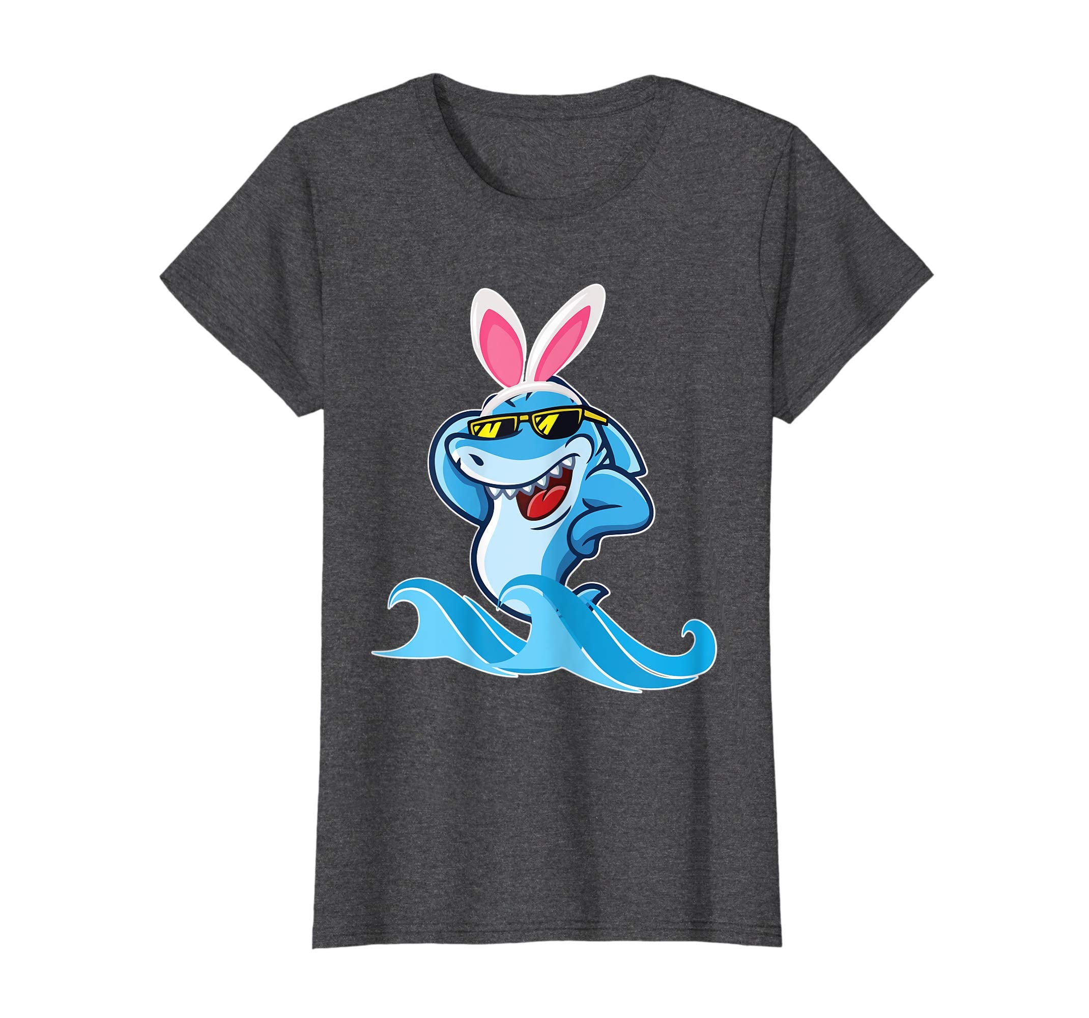 Shark With Bunny Rabbit Hat Swimming Happy Easter Day Shirt