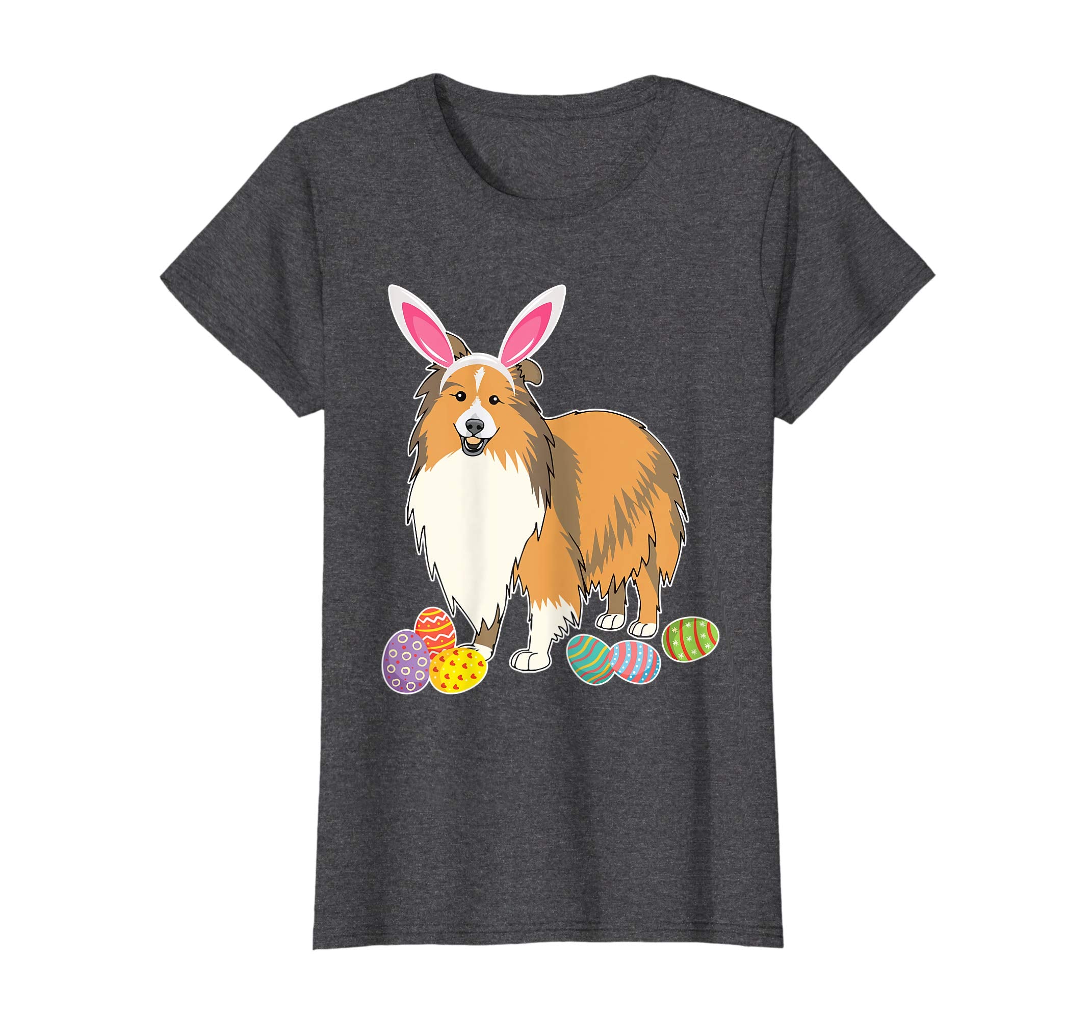 Sheltie Dog Bunny Rabbit Hat Playing Easter Eggs Happy Shirt