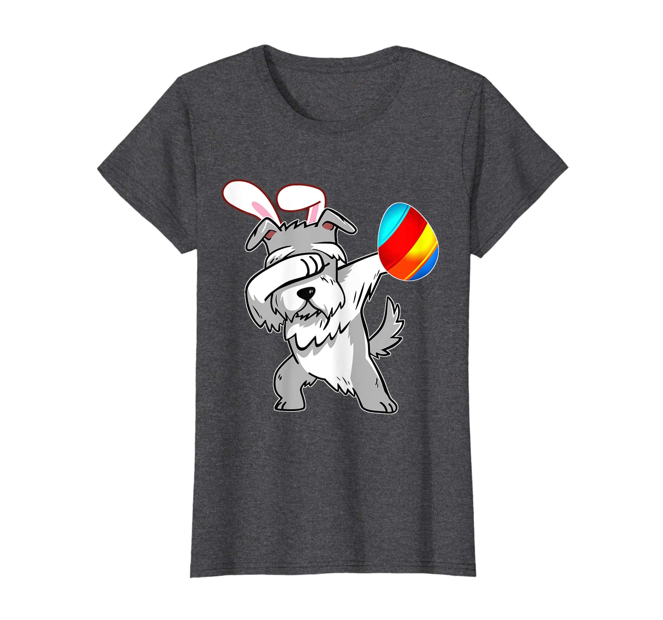 Easter Bunny Dabbing Schnauzer Dog Tshirt Egg Ears Gift