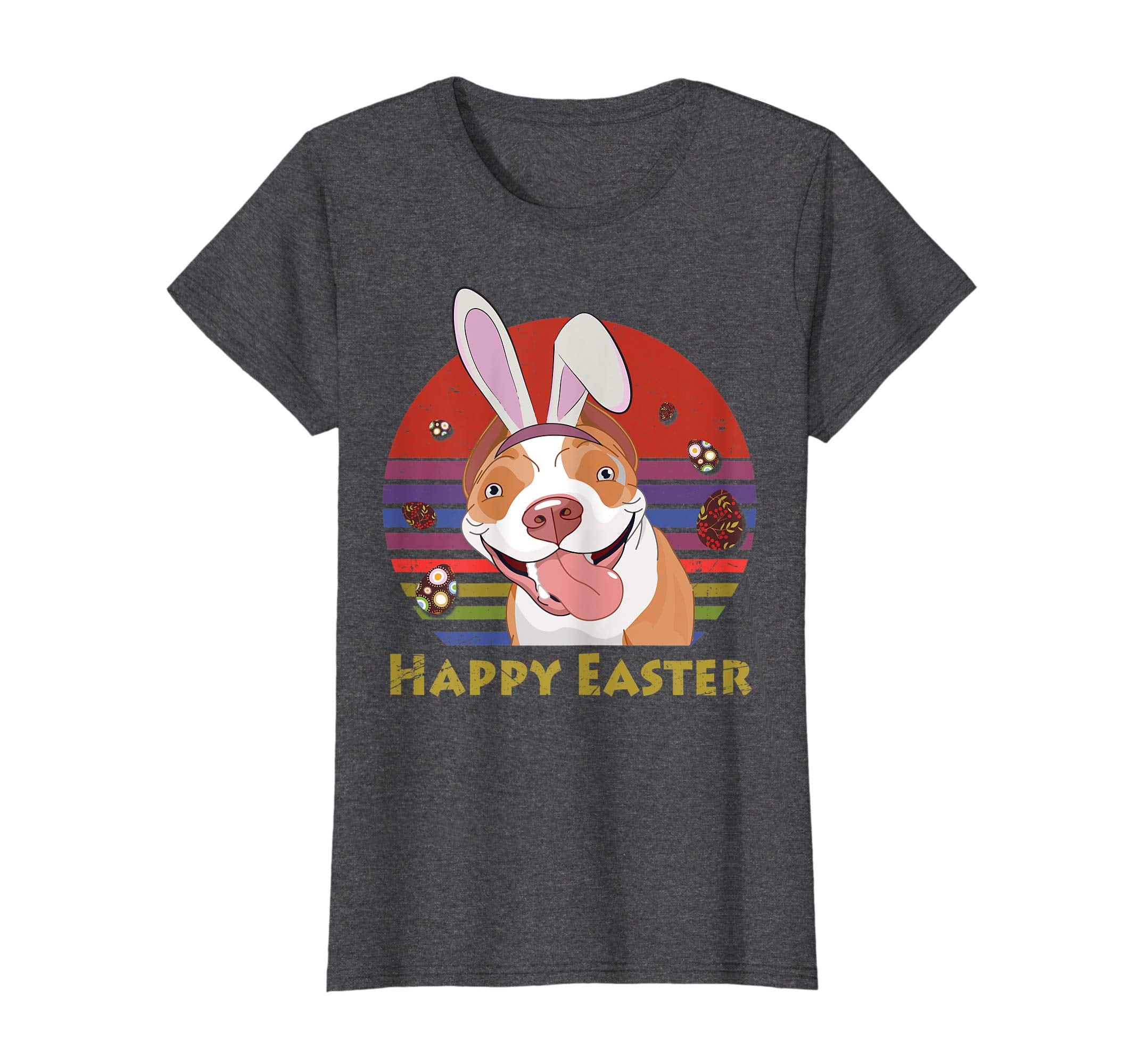 Pitbull With Bunny Headband Happy Easter Tshirt Easter Gifts
