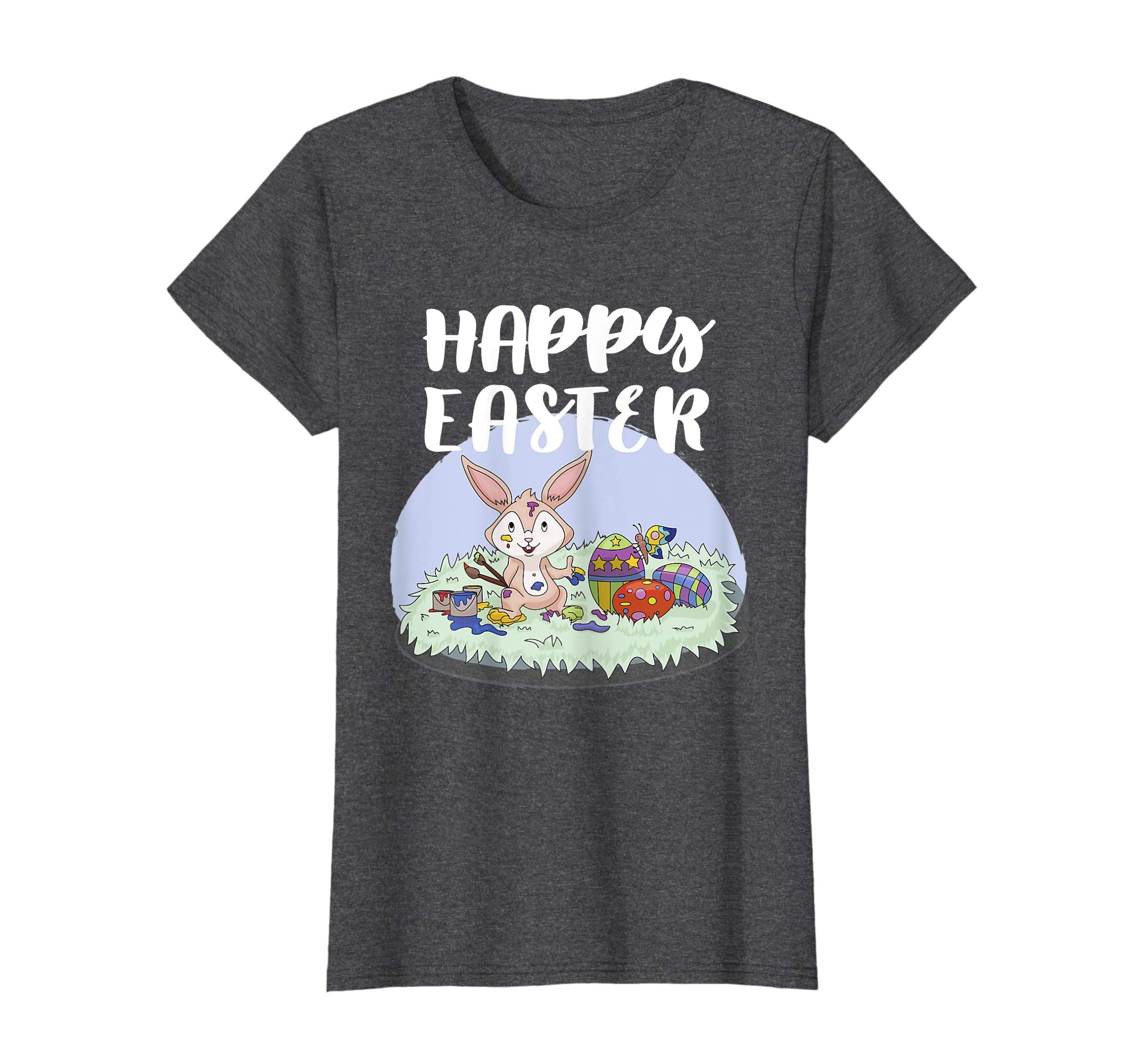 Happy Easter Bunny Tee Shirt Painting With Easter Eggs Tee