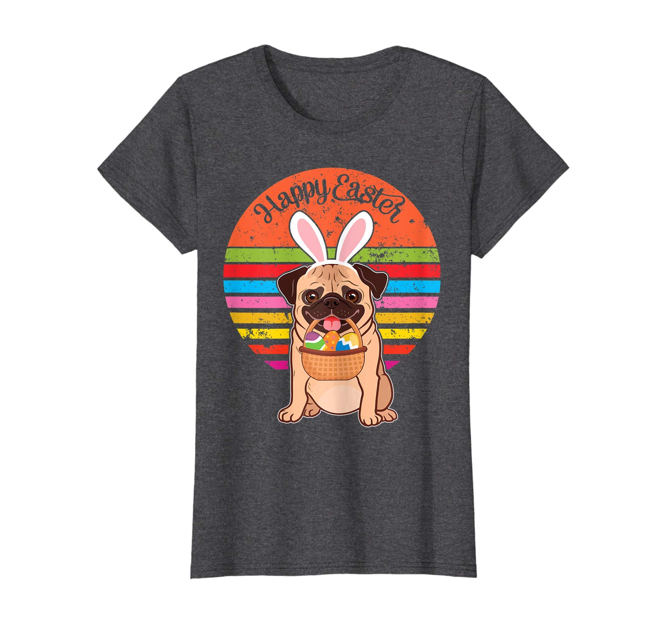 Pug Bunny Dog Easter Eggs Happy Easter Vintage Retro Shirt