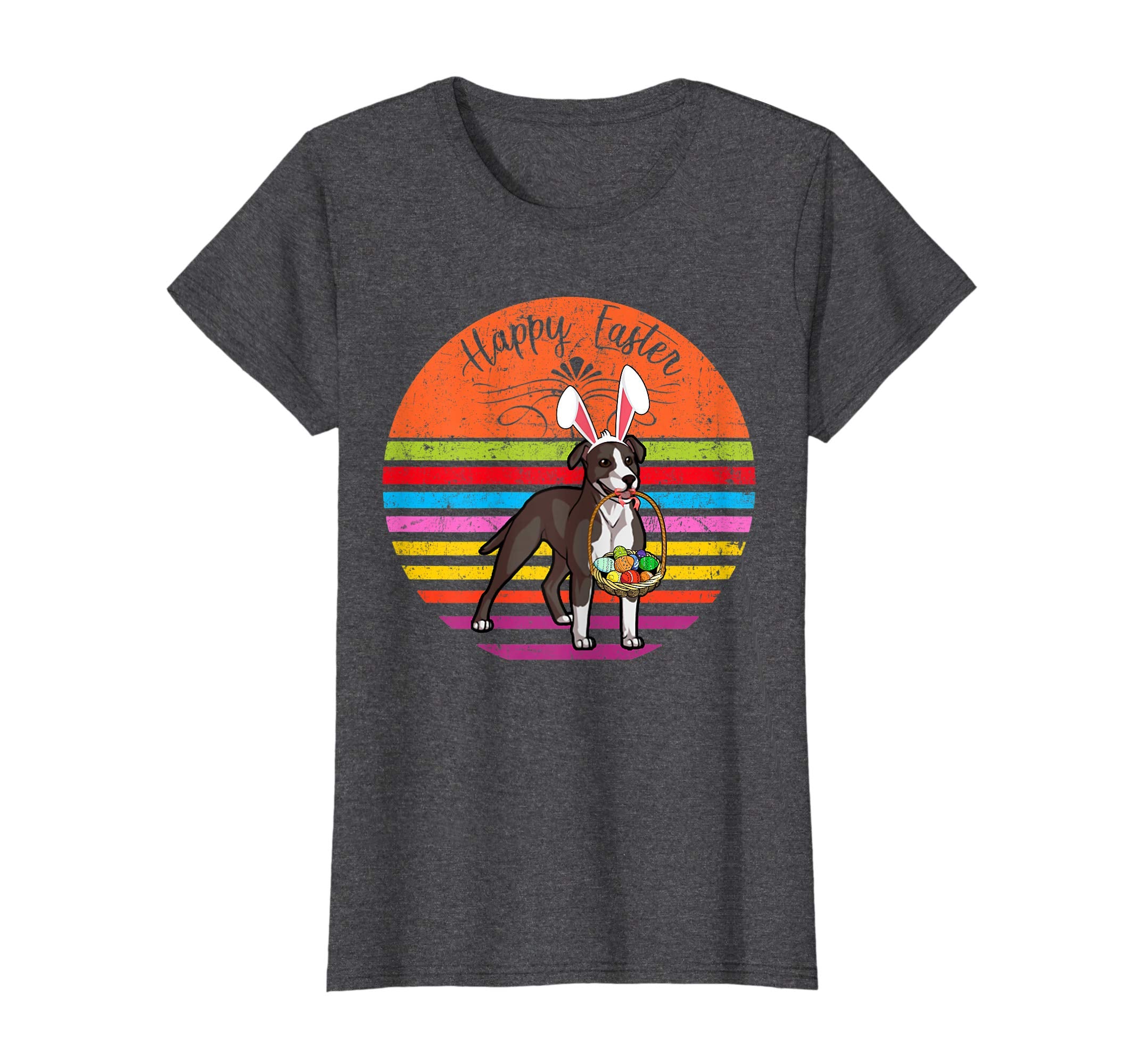 Cute Pit Bull Dog With Bunny Hat Happy Easter Eggs T Shirt