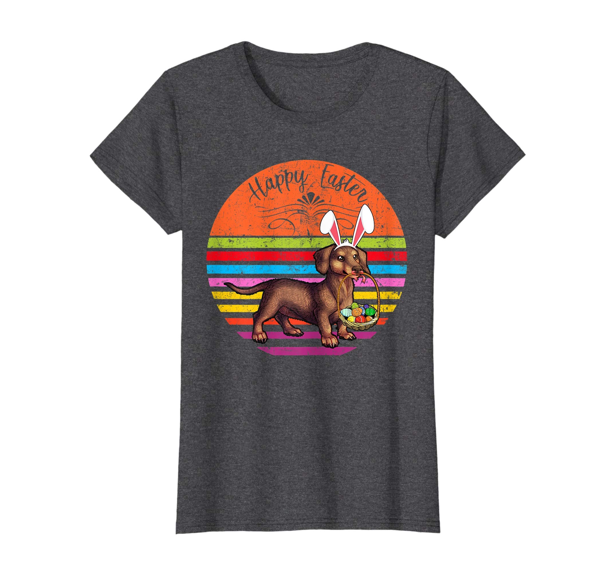 Vintage Miniature Dachshund Dog Easter Eggs Basket T Shirt