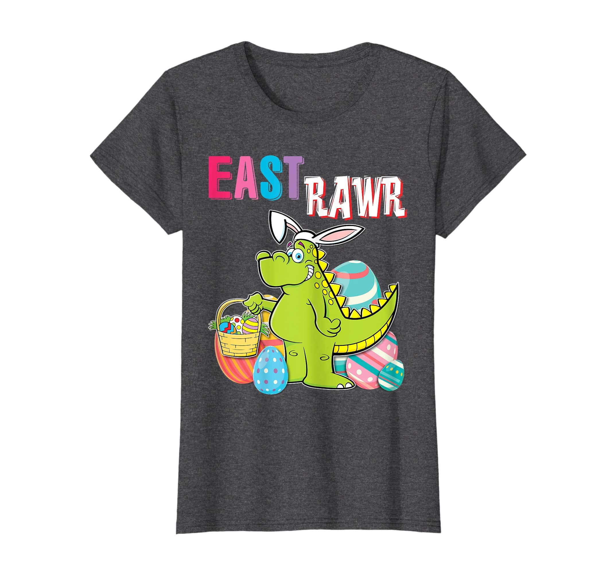 Dinosaur T-rex Bunny With Easter Eggs Basket Shirt East Rawr