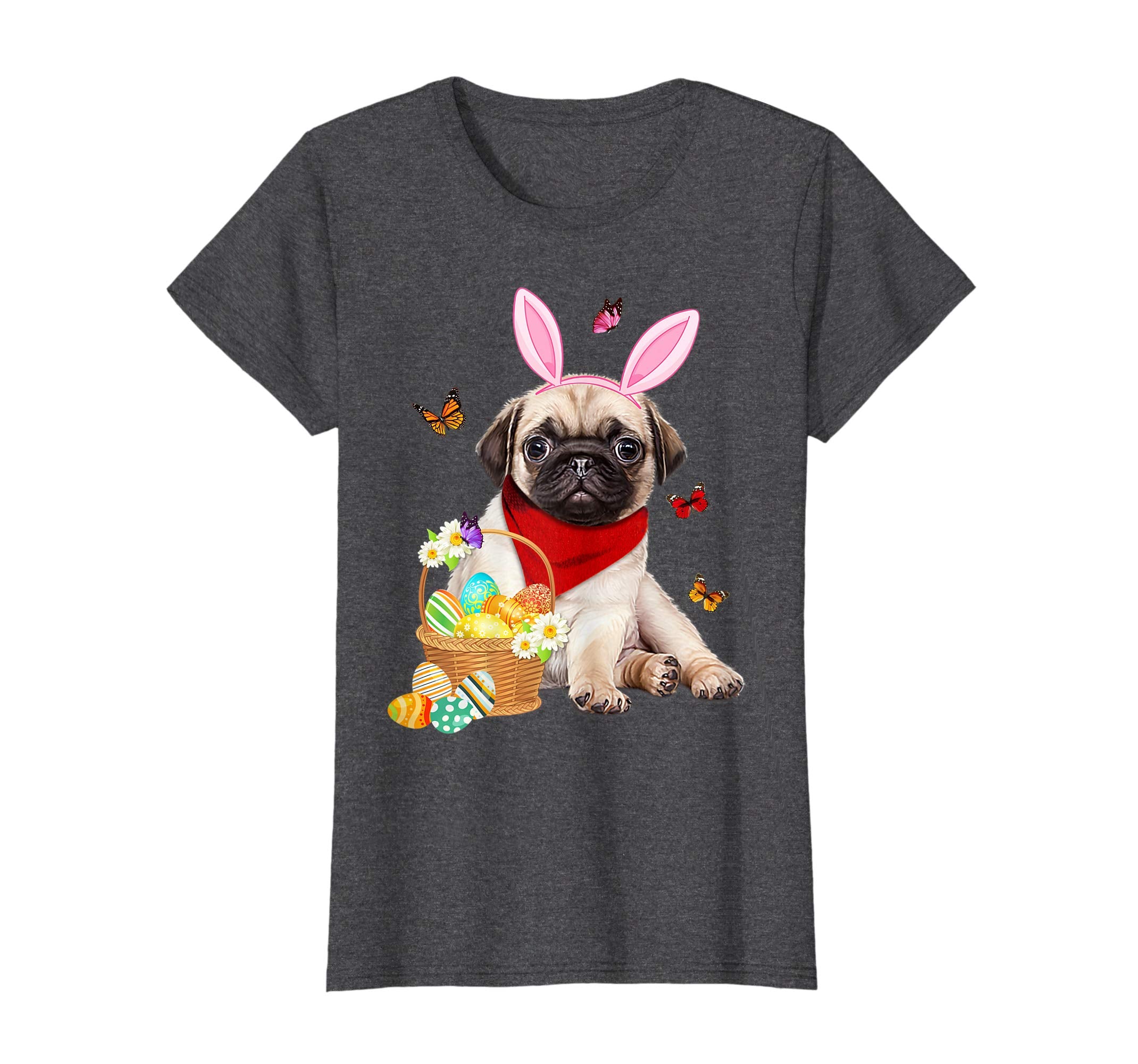 Pug Bunny Hat Rabbit Easter Eggs Shirt Happy Ea