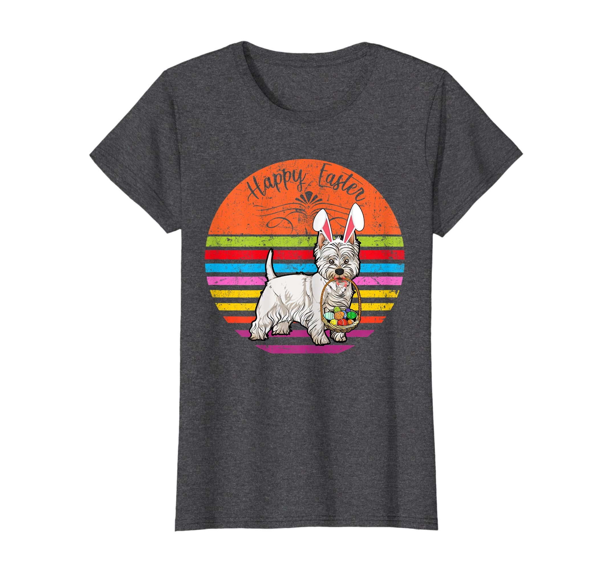 Cute West Highland White Dog With Bunny Hat Easter Egg Shirt