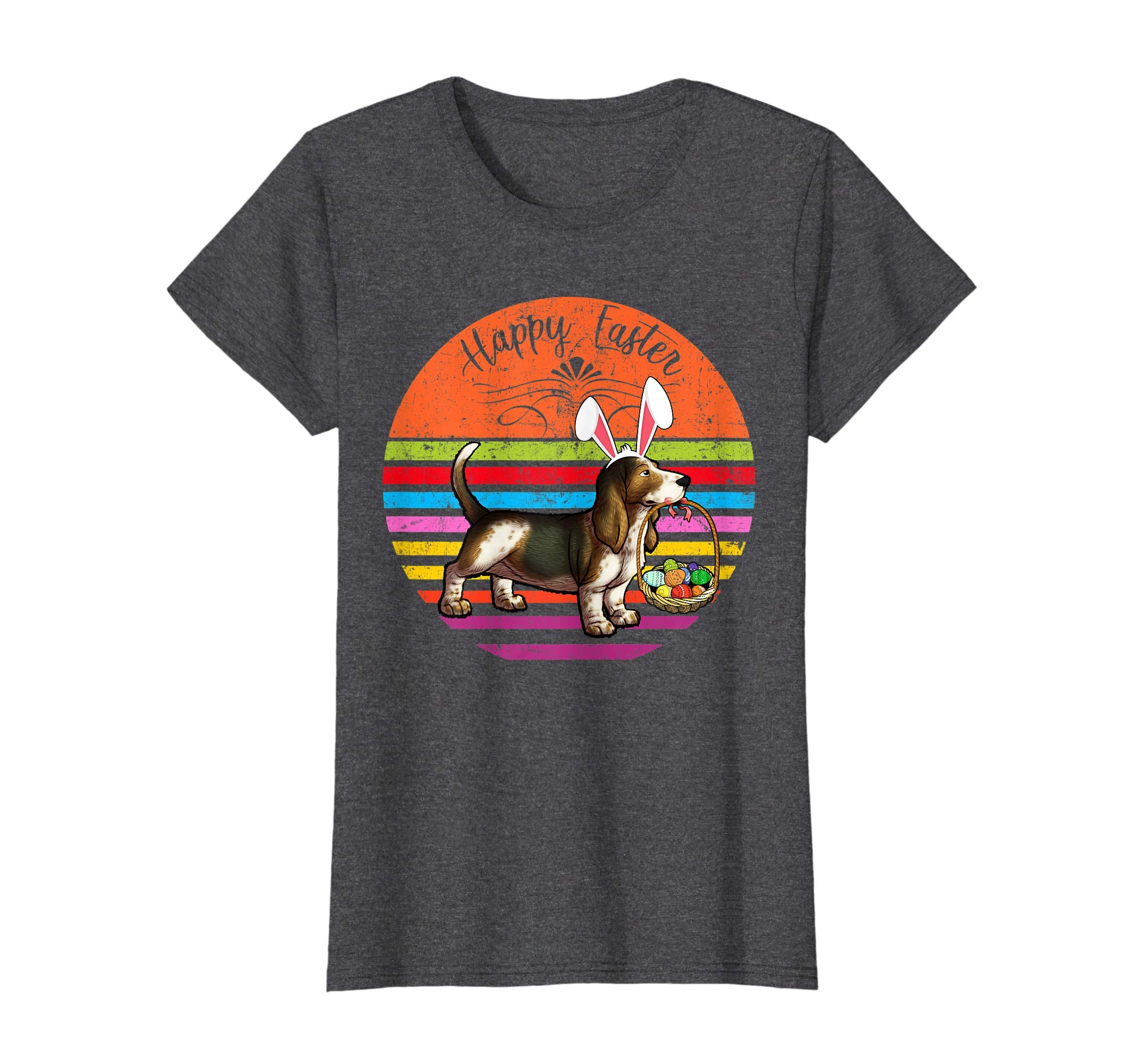 Vintage Basset Hound Dog Easter Eggs Basket T Shirt
