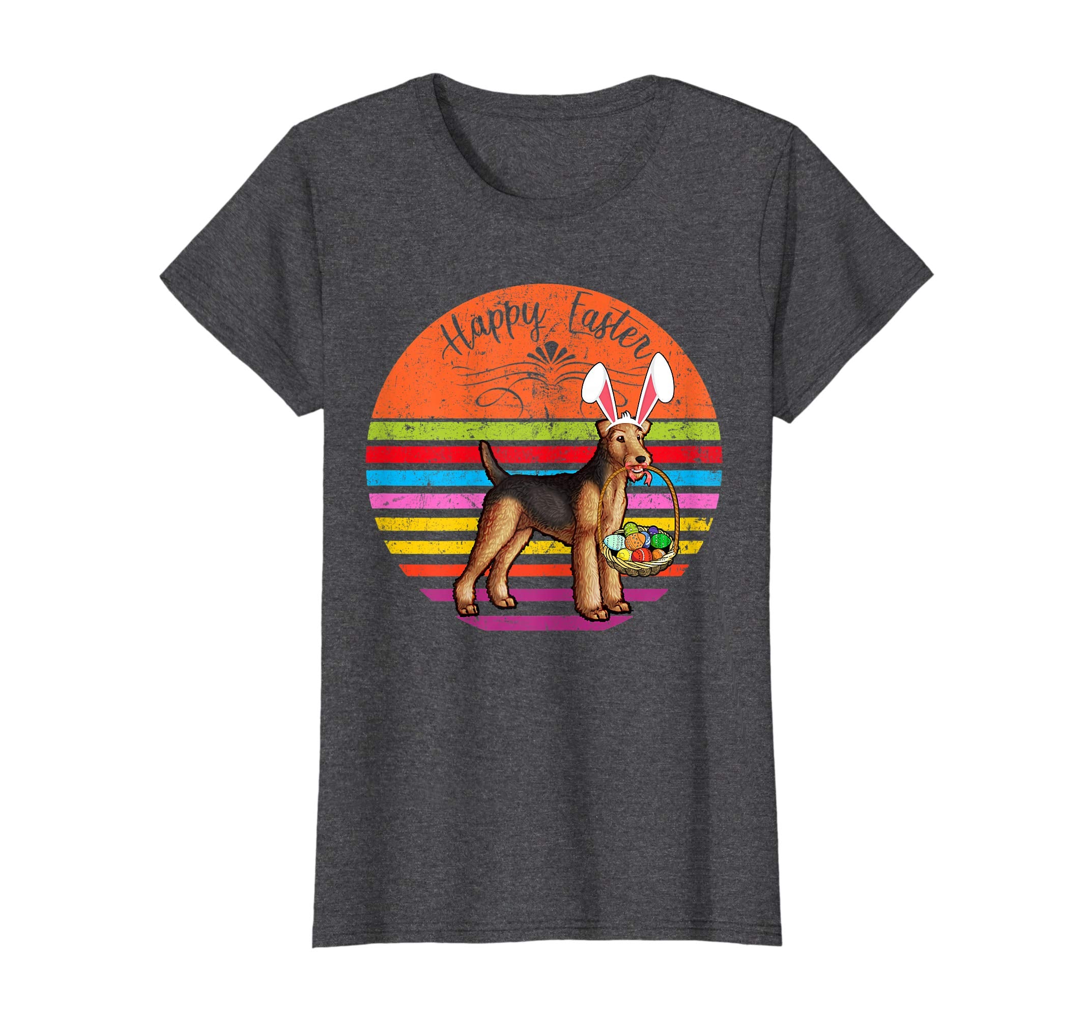 Vintage Airedale Terrier Dog Easter Eggs Basket T Shirt