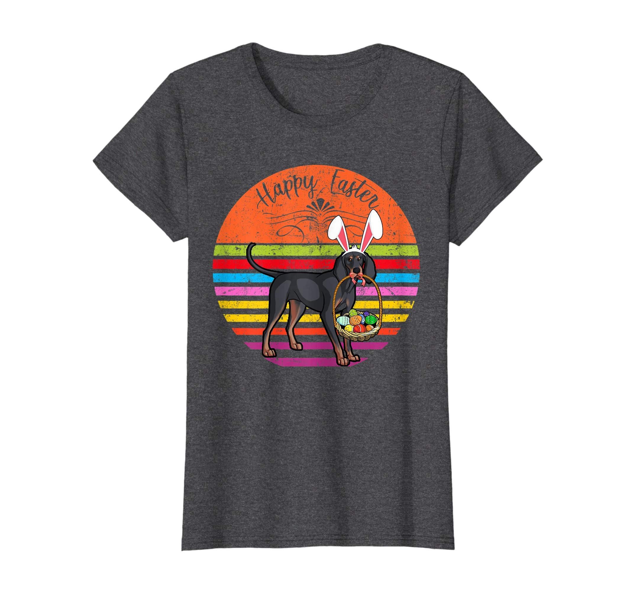 Cute Black And Tan Coonhound Dog With Bunny Hat Easter Shirt