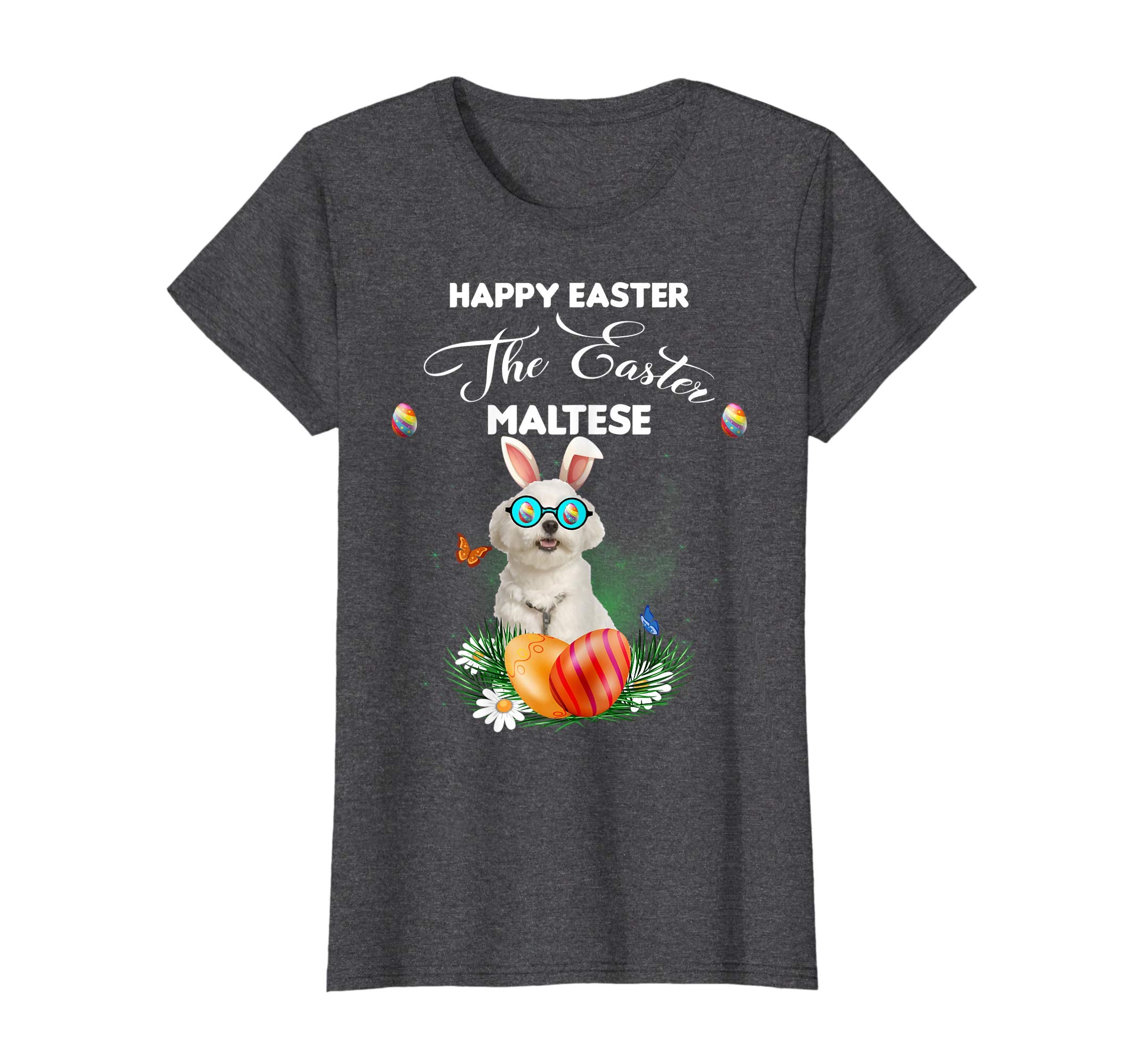 Maltese Dog Sunglass Bunny Happy Easter Day Tshirt