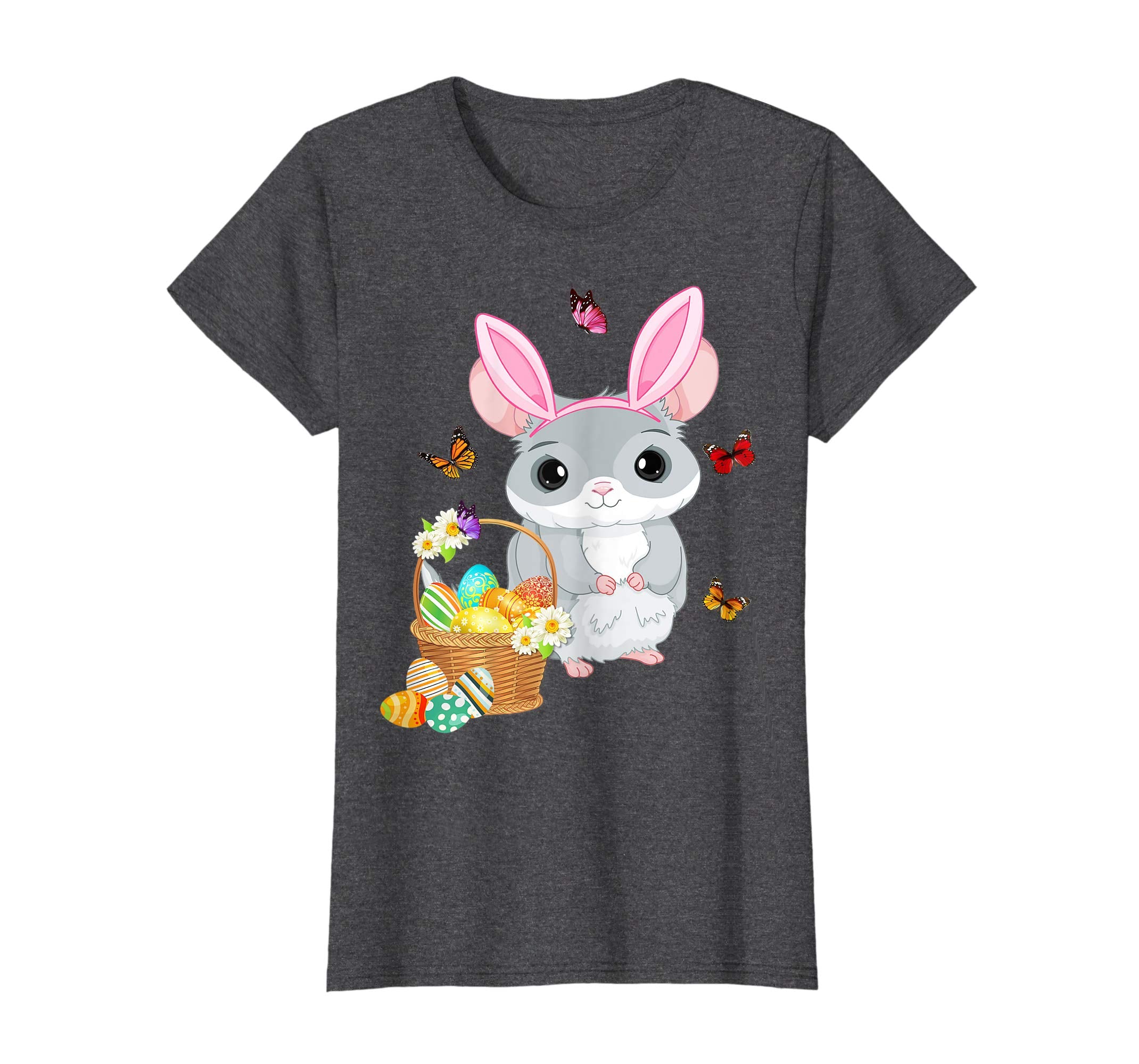 Chinchilla Bunny Hat Rabbit Easter Eggs Shirt Happy Ea