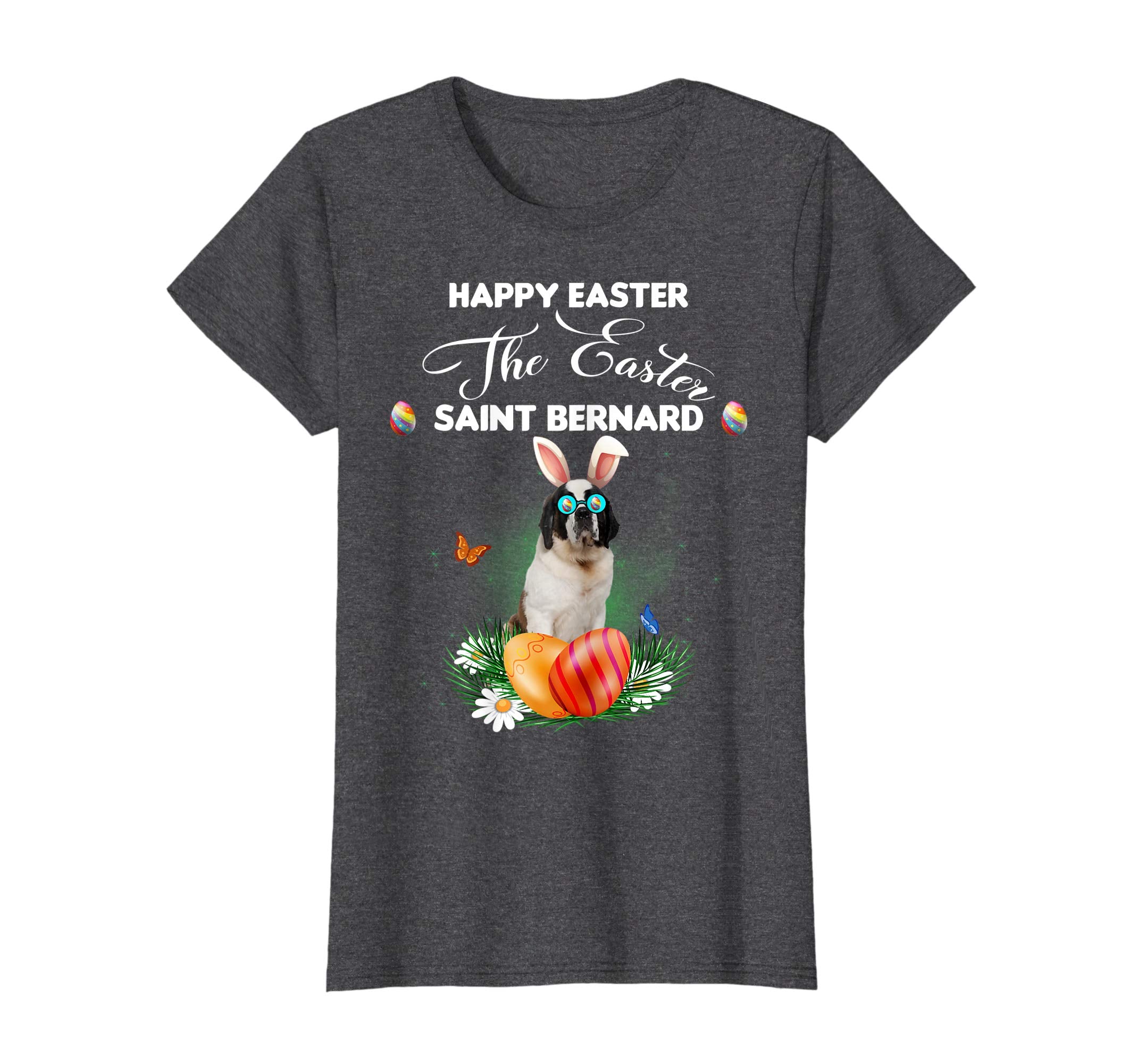 Saint Bernard Dog Sunglass Bunny Happy Easter Day Tshirt