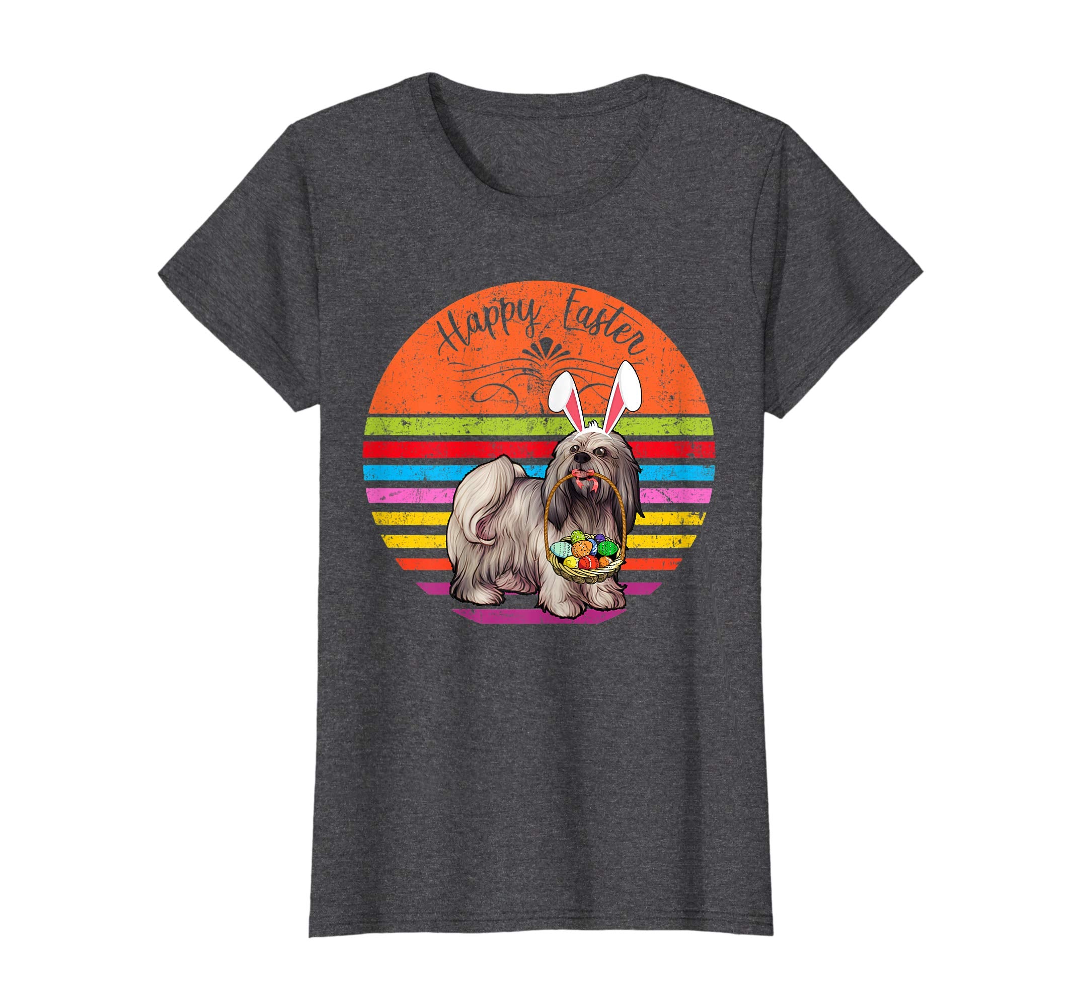 Vintage Lhasa Apso Dog Easter Eggs Basket T Shirt