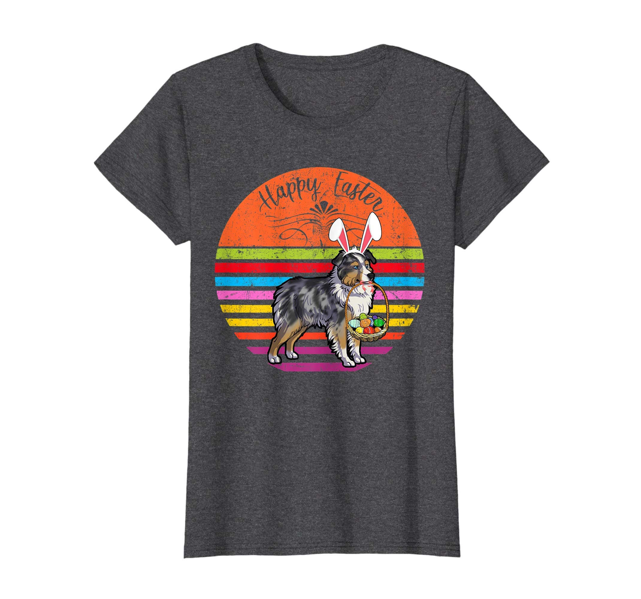 Cute Miniature Shepherd Dog With Bunny Hat Easter Eggs Shirt