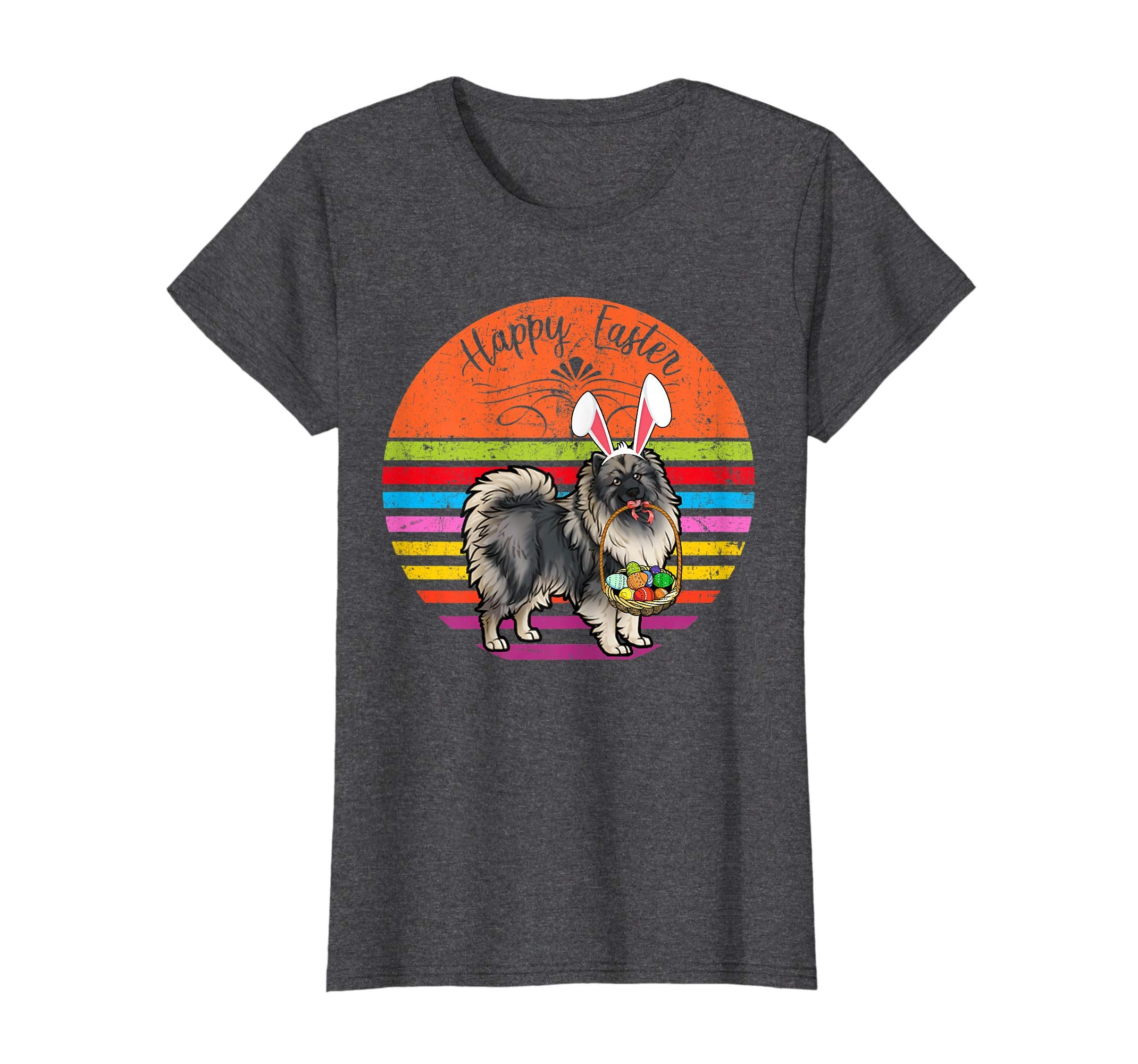 Cute Keeshond Dog With Bunny Hat Happy Easter Eggs T Shirt