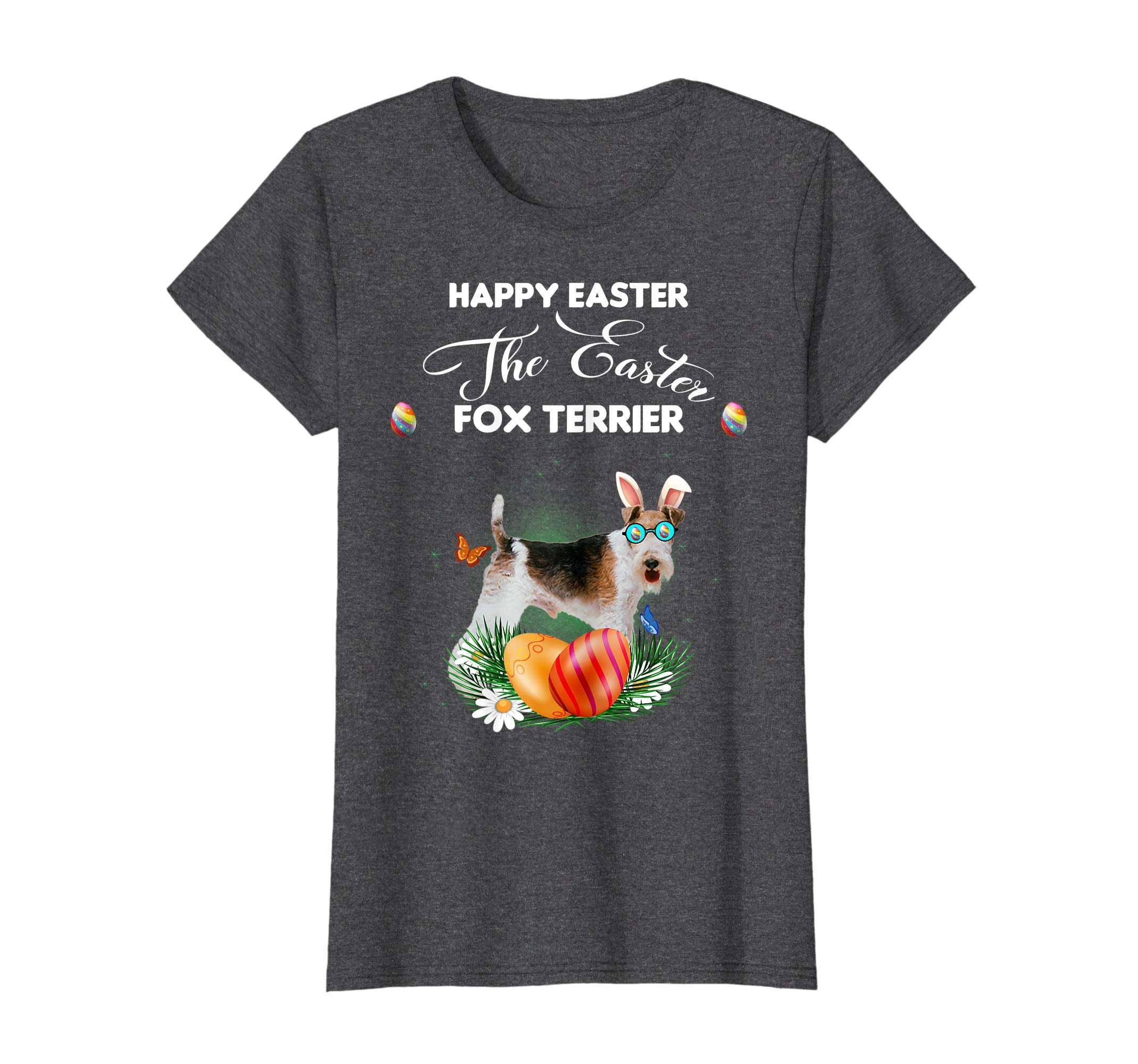 Fox Terrier Dog Sunglass Bunny Happy Easter Day Tshirt